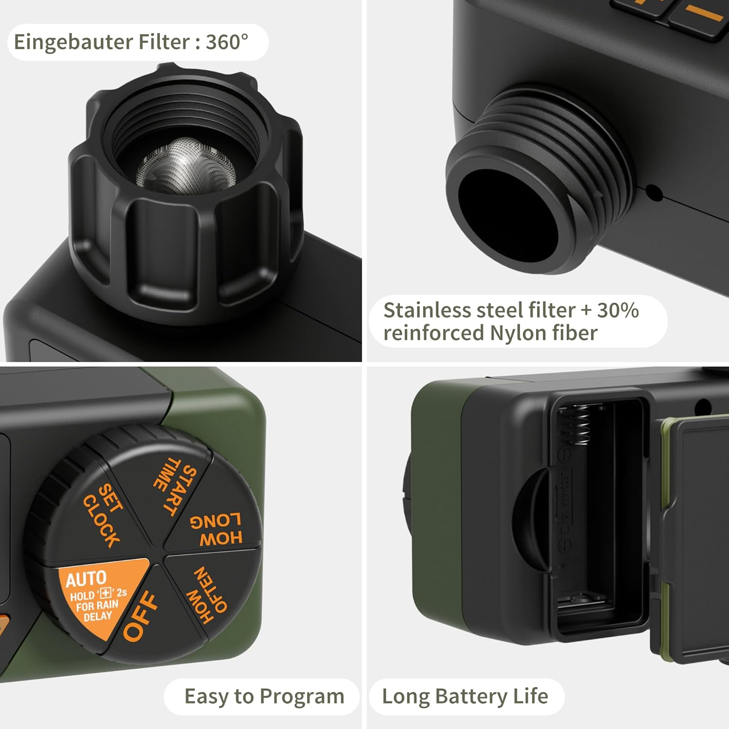 Water Sprinkler Timer, Diivoo Irrigation Timer Tap Timer with Rain Delay and Manual Watering, Water Timer for Lawns and Gardens image number 3