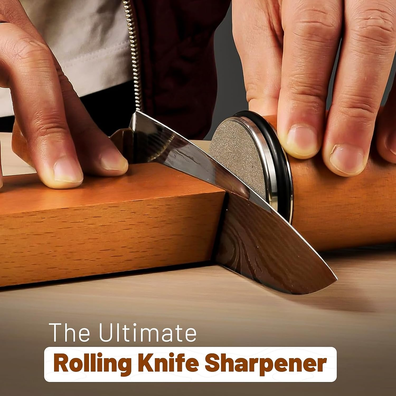 Knife Sharpener - Rolling Knife Sharpening Tool Kit with 400 & 1000 Grit Discs for Kitchen Chef'S Knives and Scissors, 15 & 20 Degree Magnetic Angle Knife Sharpeners Roller Gadgets Gifts image number 1