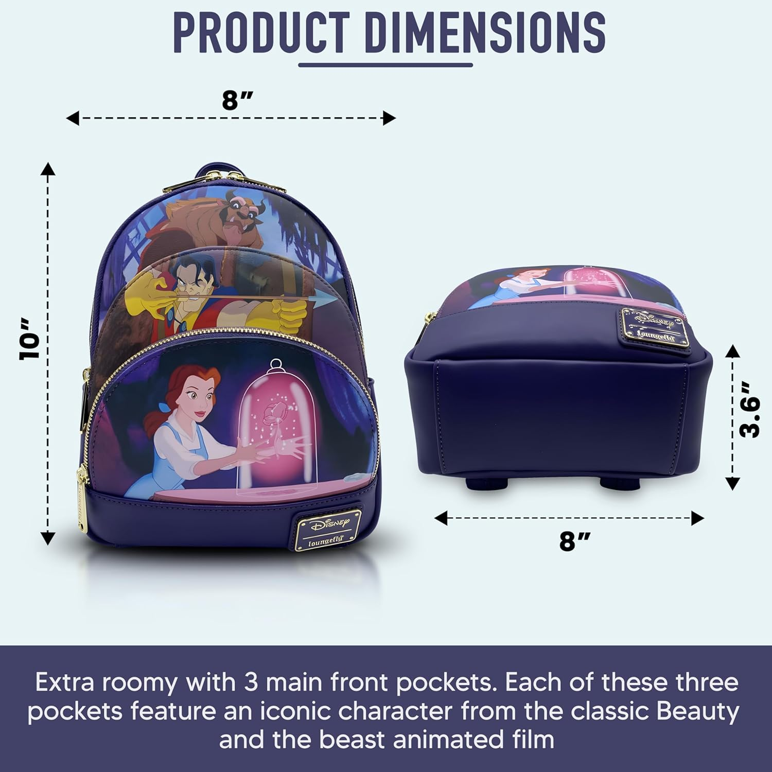 Loungefly Beauty and the Beast (1991) Mini Backpack image number 5