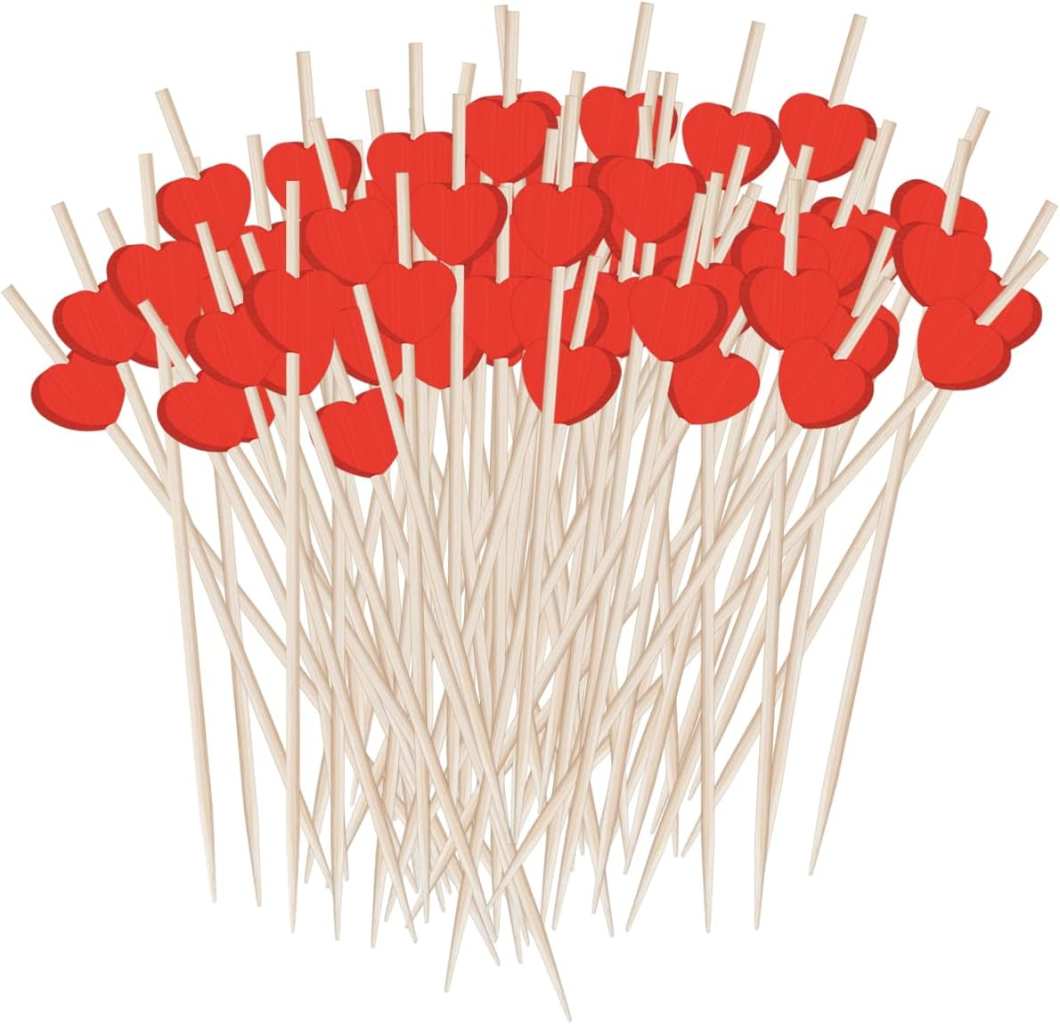 Fruit Sticks, 100 PCS Red Heart Cocktail Picks for Party Birthday Wedding Supplies (12Cm) image number 5