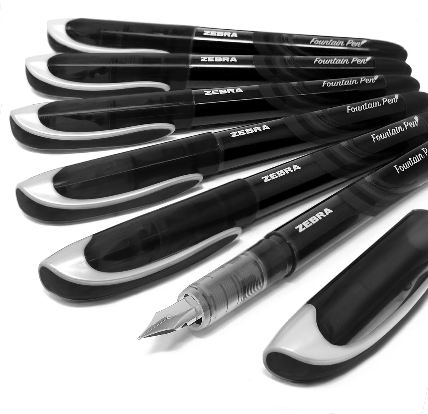 ZEBRA Fuente - Disposable Fountain Pen - Black Ink - Pack of 6