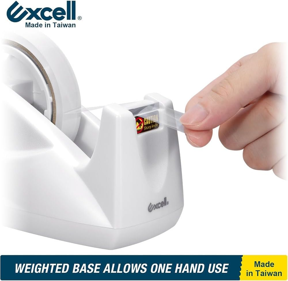 Excell Premium Dualcore Desktop Tape Dispenser (1" + 3" Core) with Sand Weighted Base, White Desk Tape Dispensers Use for Home, Office, Gift Store and Wrapping Purpose image number 5