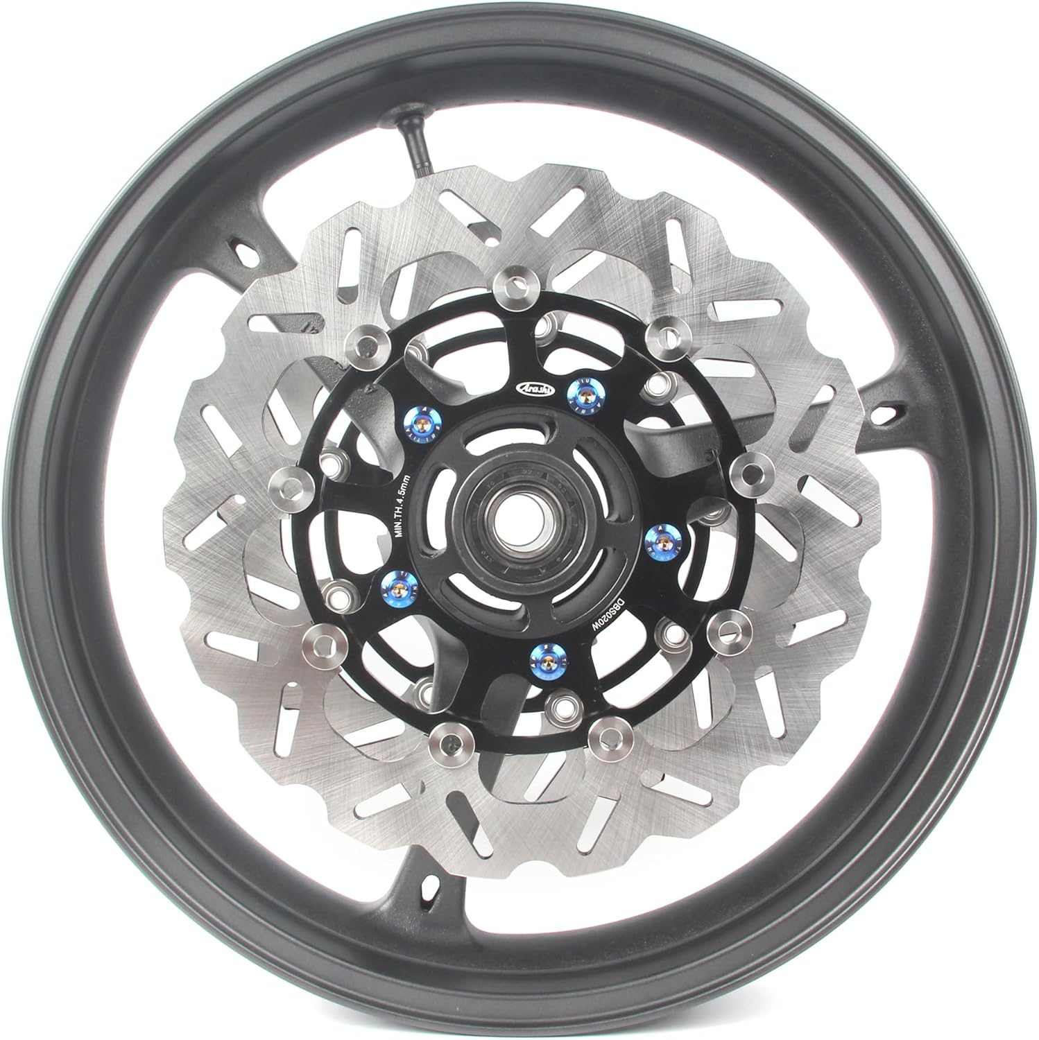 Arashi Front Wheel Rim and Brake Discs Rotors for Suzuki GSXR 600 750 2006-2007, GSXR 1000 2005-2008, Motorcycle Replacement Accessories Parts Matte Black image number 3