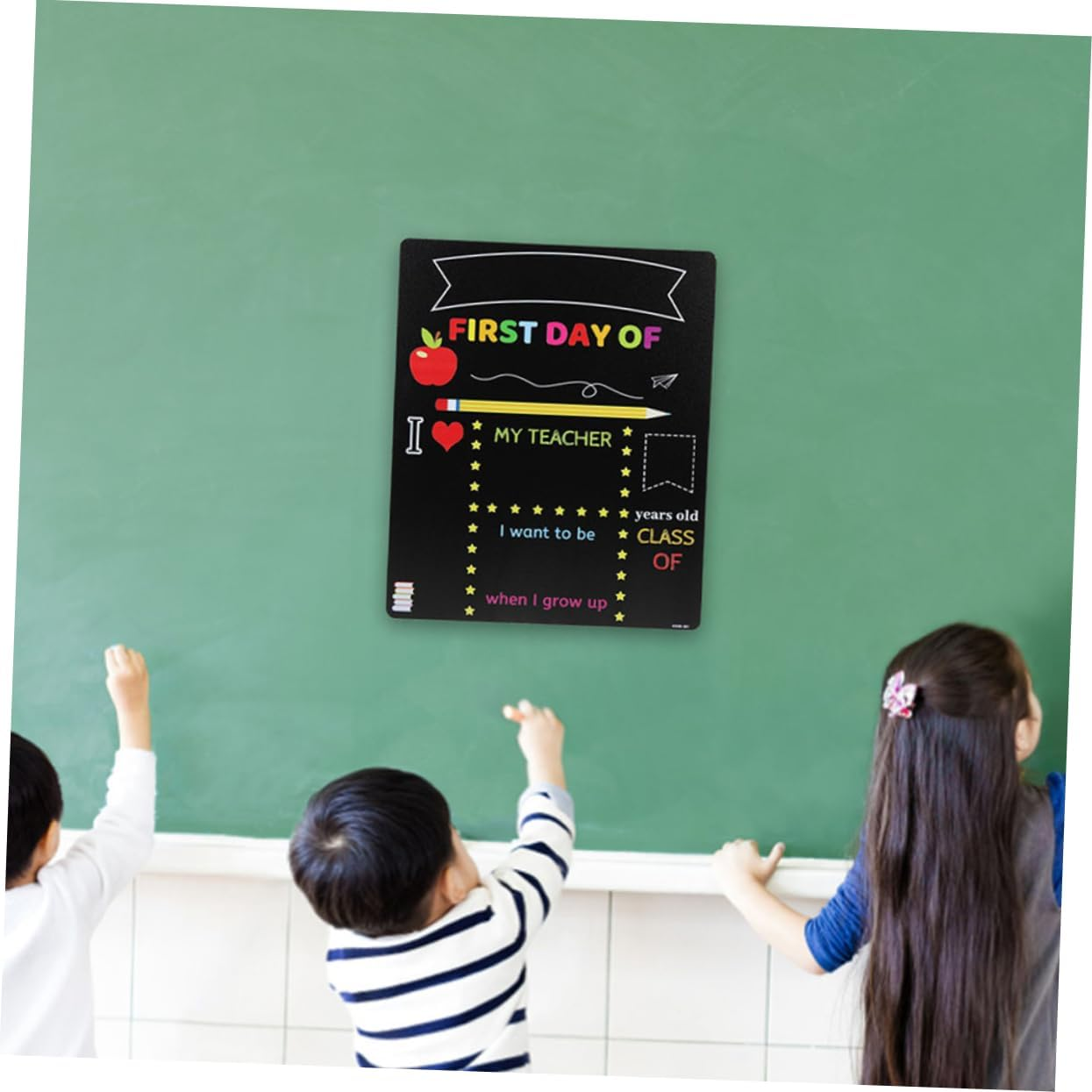 UTHCLO Kindergarten Chalkboard Sign Multi-Functional School Board for Children image number 6