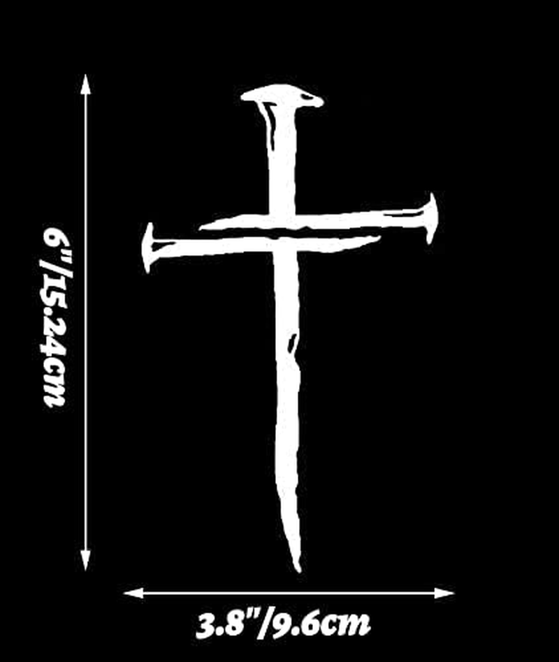 XTRAYXRAY Cross of Nails NOK Sticker Jesus Christian Car Decal Funny Window Bumper Decal Sticker Suitable for Cars, Trucks White 2Pcs - White image number 4