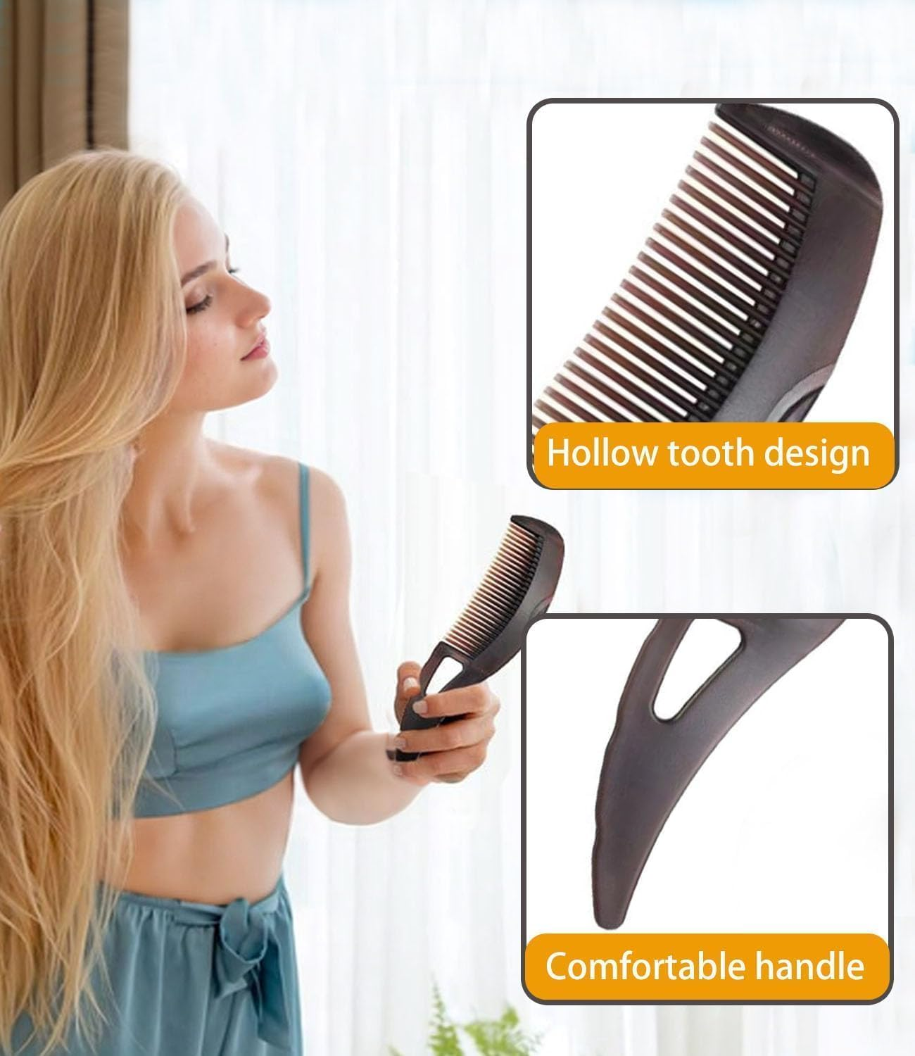 Stainless Steel Fine Tooth Dandruff Remover Combs, 3Pcs Hollow Tooth Hairbrush Dandruff Comb, Stainless Steel Lice and Psoriasis Remover for Scalp Detox image number 4