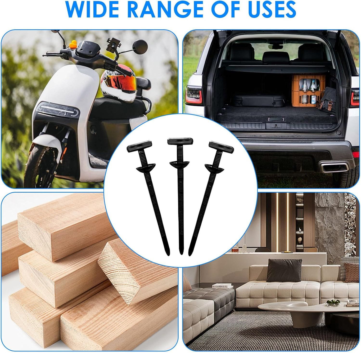 50 Pcs Nylon Universal Cable Tie Buckle, Zip Tie Rivets Holder for Repairing Car Home Garage Machine, Multipurpose Black Plastic Self-Locking Heavy Duty UV Resistant Automotive Fastener for Auto Fix - 100 Pcs image number 7