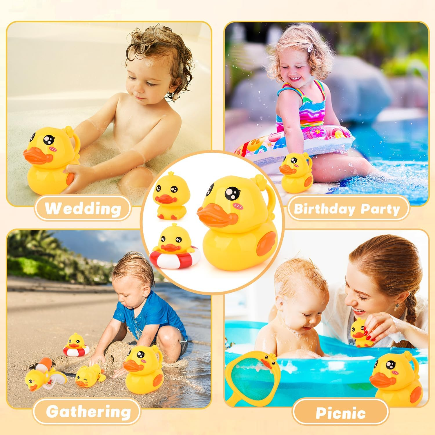 Baby Bath Toys, Cute Duck Bath Toys, Rubber Ducks Bathtub Shower Toys Swimming Pool Water Toys Toddlers Boys and Girls image number 4