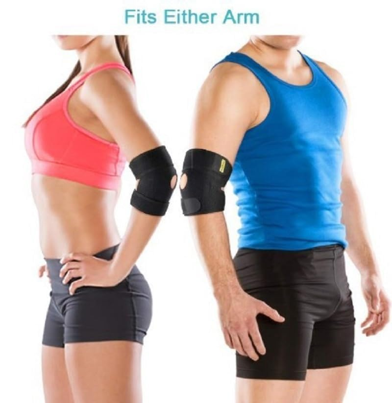 Elbow Brace, Adjustable Elbow Support with Dual-Spring Stabilizer, Elbow Strap for Golfers Elbow, Tennis Elbow, Arthritis, Tendonitis, Sports Injury Pain Relief and Protection image number 1