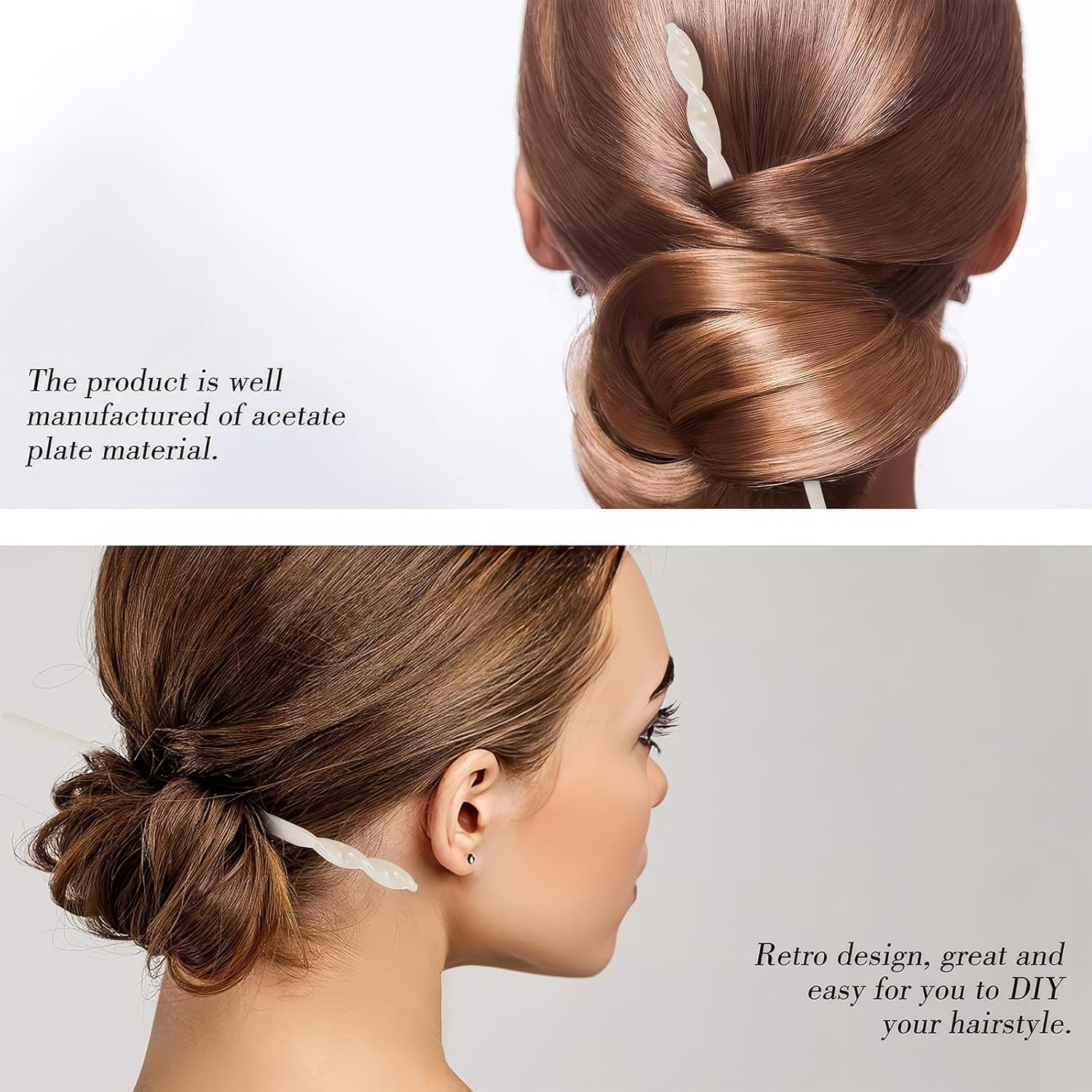 RTRTGS Pack of 4 Acetate Hair Sticks Hair Pins Chopsticks Retro Vintage Style Chinese Hair Pins for Women Girls image number 2