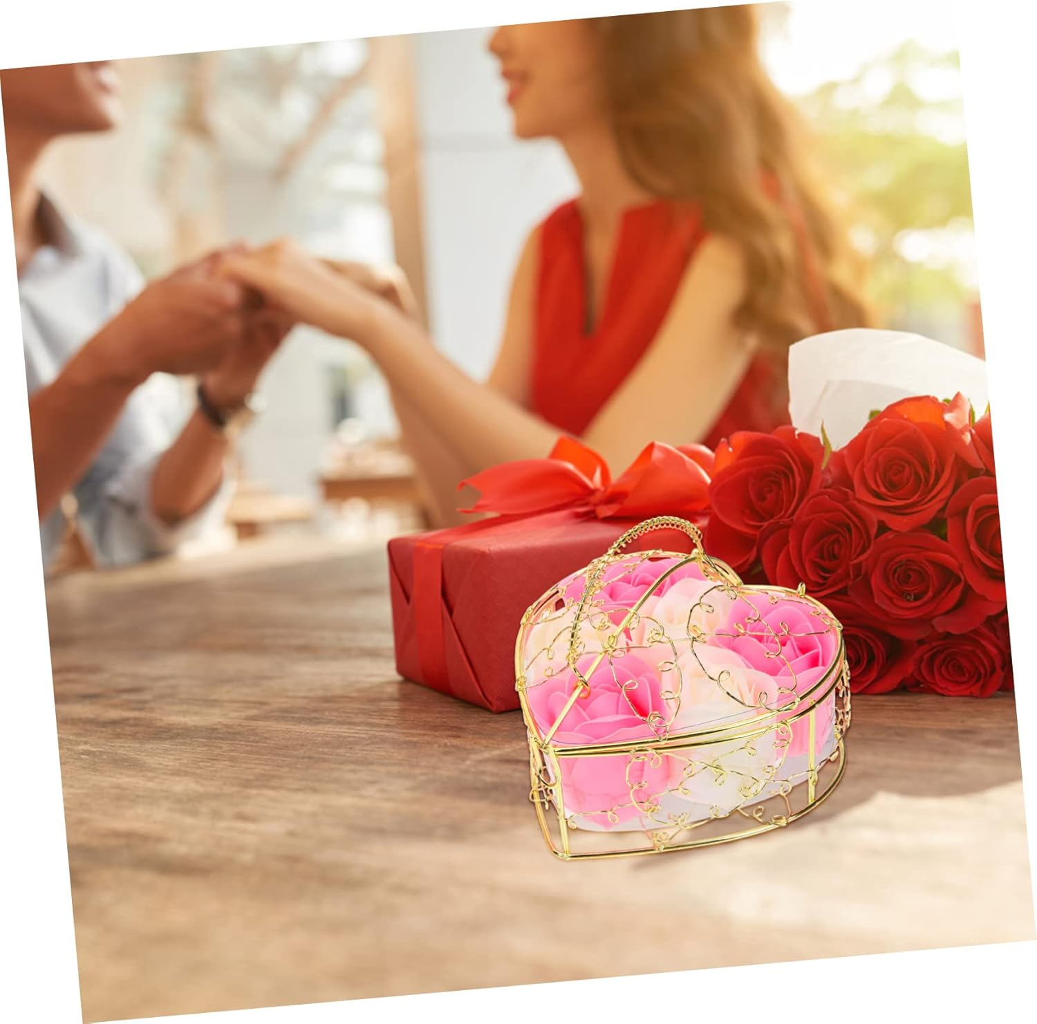 ABOOFAN Rose Soap Lifelike Rose Flower Petals Basket Valentine'S Day for Girlfriend Bridal Showers and Home Decor image number 5