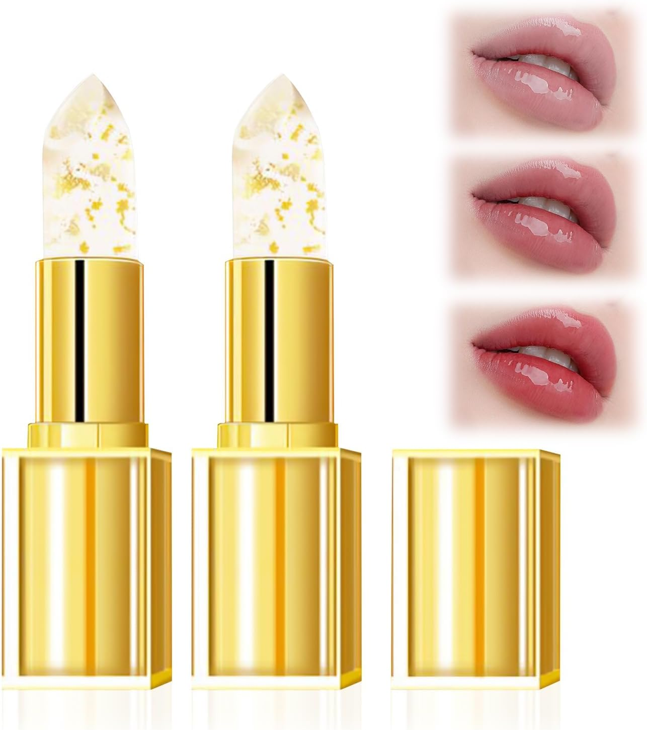 Transferproof Color Changing Lipstick, Gold Crystal Color Changing Lipstick, Long Lasting Nutritious Lip, Magic Temperature Color Change Lip, Temperature Change Lipstick (3PCS)