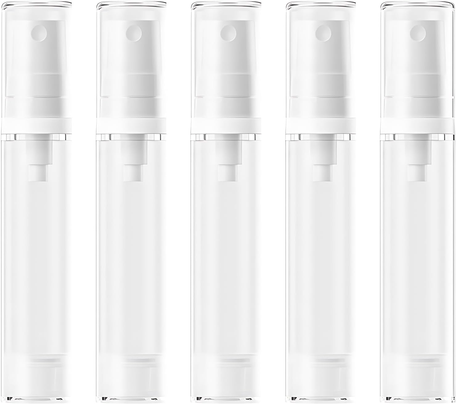 Kzvsiy 5 Pcs 10 Ml Airless Pump Bottles, Refillable Clear Plastic Lotion Containers, Vacuum Press Pump for DIY Foundation, Gel, Essence, Moisturizer-Travel Size Cosmetic Containers image number 2