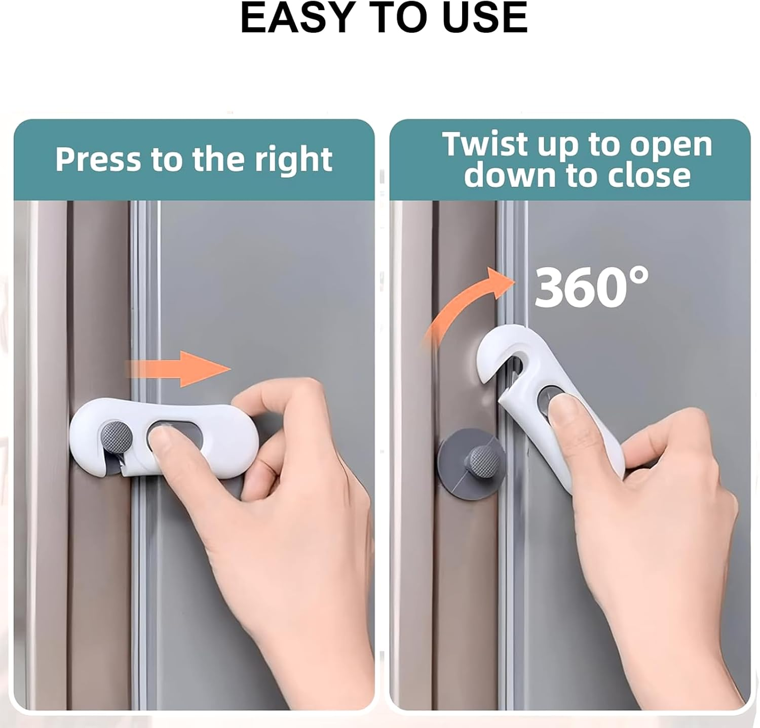 5-Pack Child Safety Cabinet Locks, Durable Baby Proof Fridge Locks with Easy-Grip, No-Tool Installation for Cupboards & Drawers image number 5