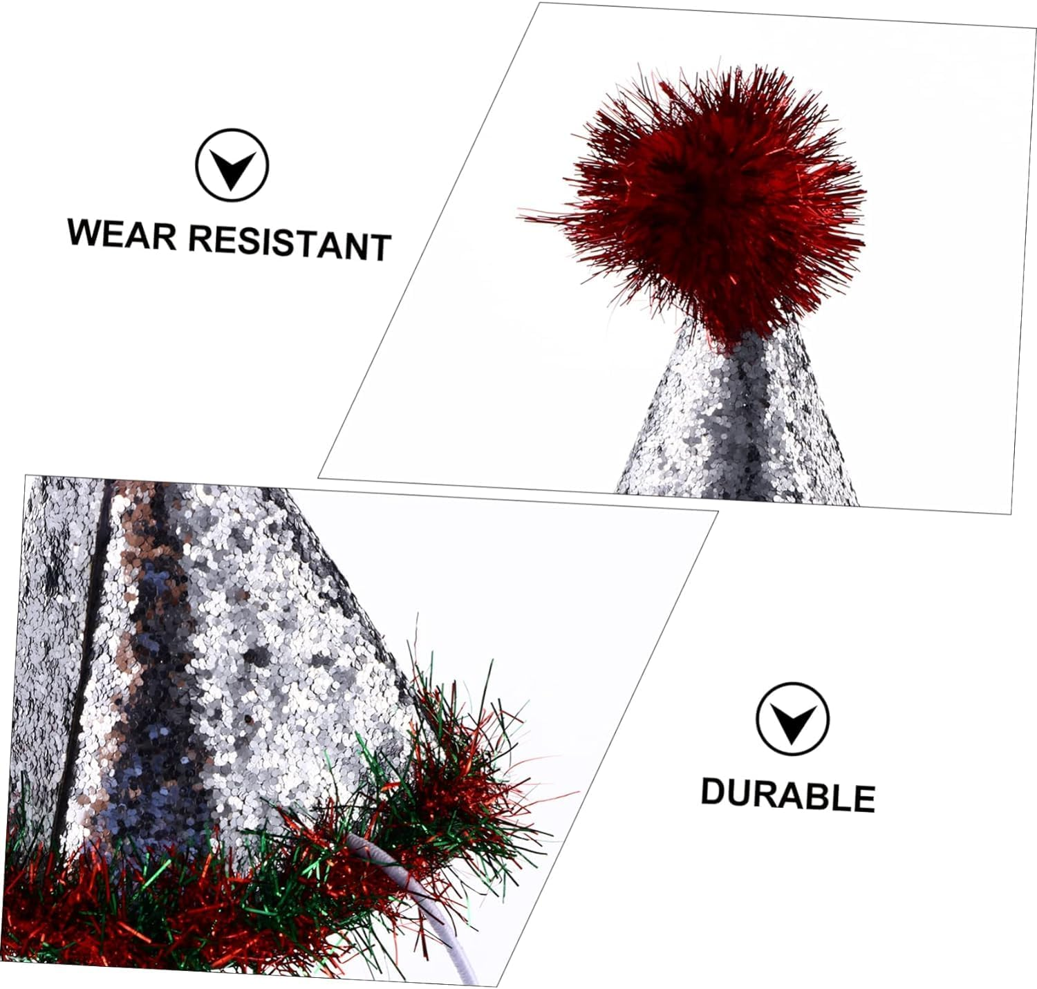 2Pcs Christmas Pet Hat Cat Christmas Headwear Cat Kitten Headband Hats Dogs Holiday Party Hat Sequin Xmas Hat Cat Christmas Hat Pet Birthday Photo Prop Polyester Bibs Santa Hat image number 1