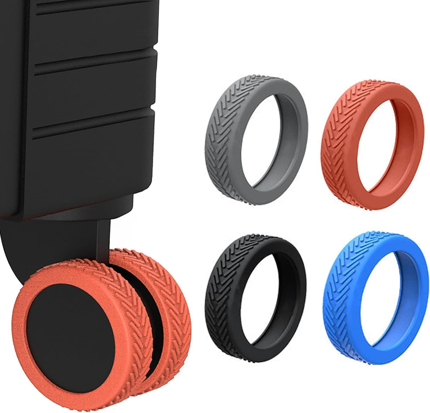 Luggage Suitcase Wheel Covers 8PCS Colorful Silent Silicone Luggage Wheel Covers Chair Wheel Protection Cover Fof Universa Luggage Chair /923 (Color : Blue) image number 3