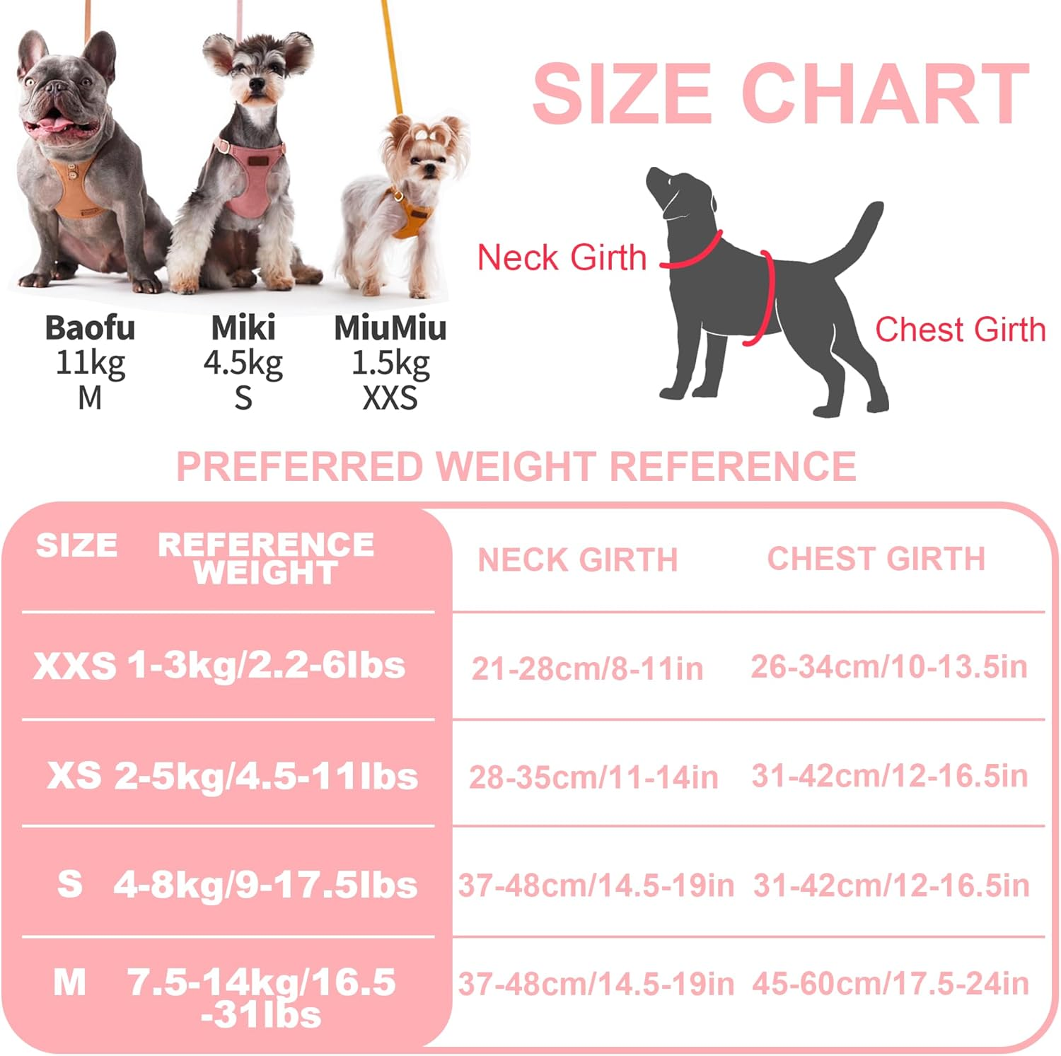 Puppytie No Pull Dog Harness with Multifunction Dog Leash,Soft Adjustable No Choke Escape Proof Pet Harness Vest for Medium Dogs or Large Dogs,Pink,M image number 2