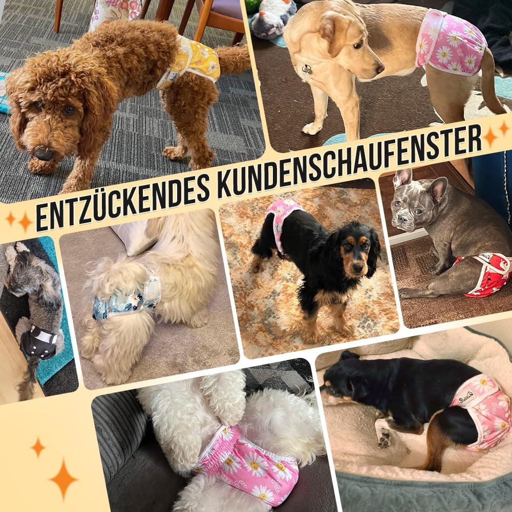 Slowton Washable Dog Diaper, 3 Pack No Leak Comfortable Doggie Diaper with Adjustable Snap Buttons Reusable Female Dog Diapers for Heat Period Excitable Urination image number 5