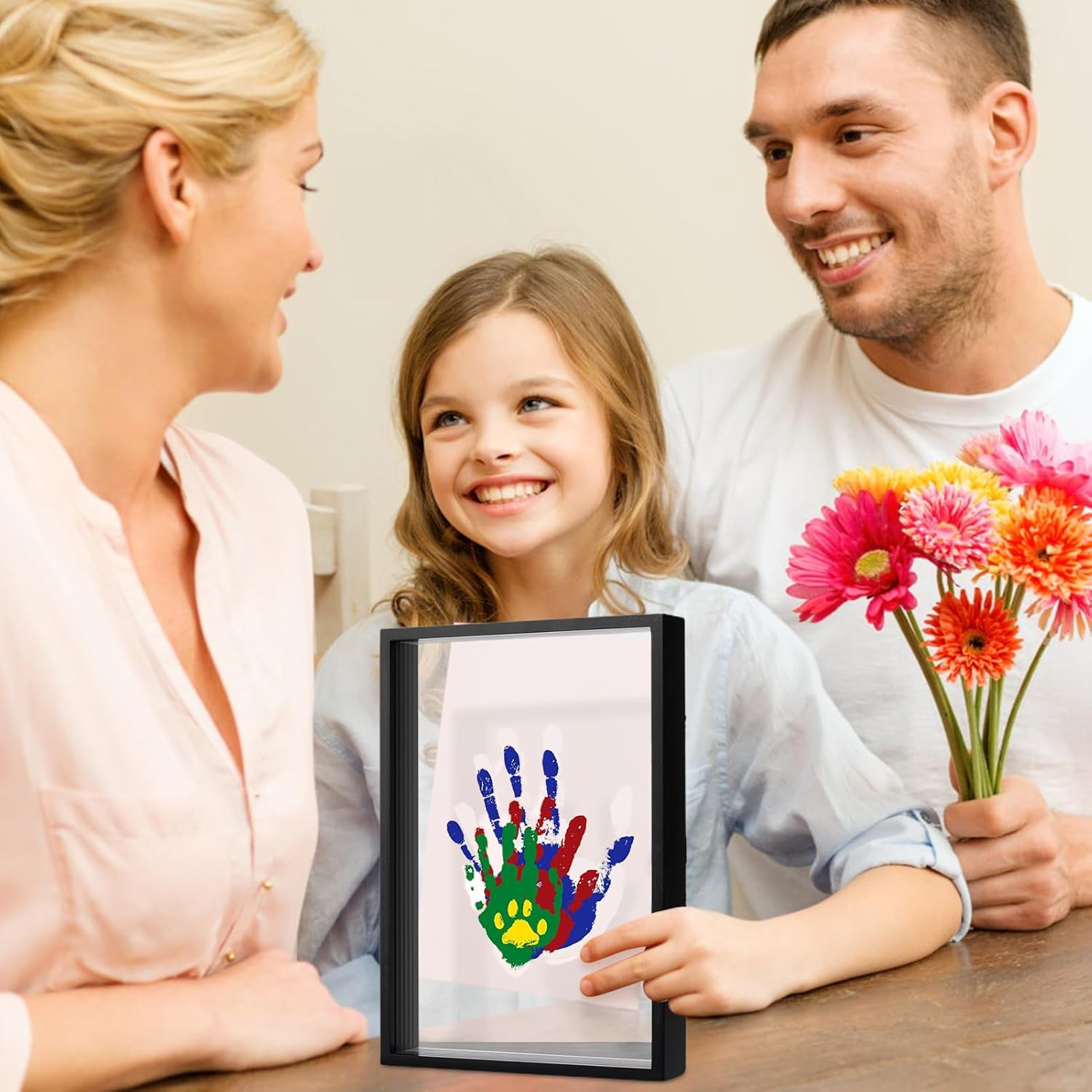 Hand Print Family Craft Kit - Wooden Frame with Baby-Safe Paint for Kid'S Handprint Memories image number 1