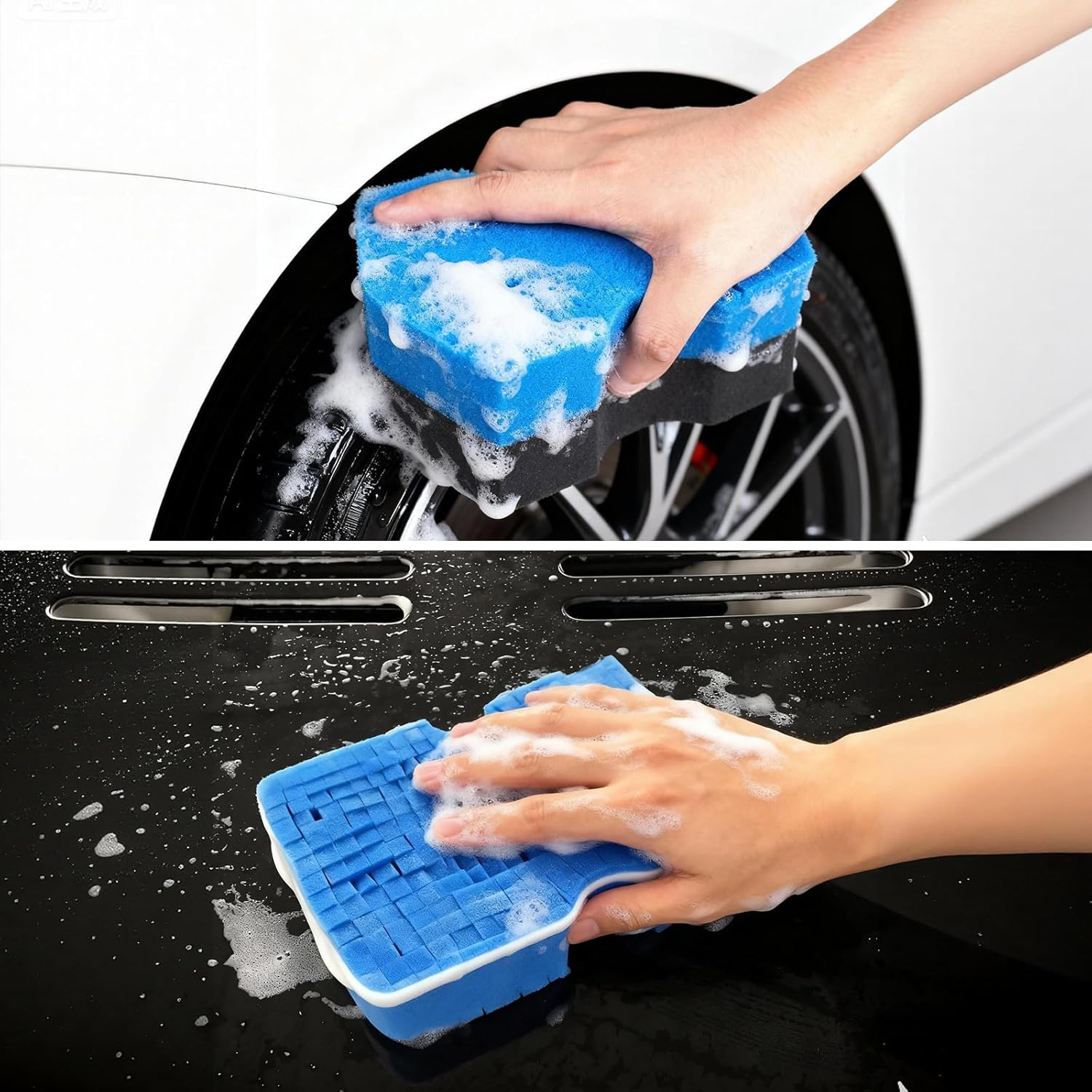 2Pcs 8-Shaped Advanced Mesh Car Wash Sponge Tool, Large Professional Detail Oil and Dirt Removal Car Wash Products, Anti-Damage Sponge for Cleaning and Detail Handling Soap and No-Rinse Wash image number 1
