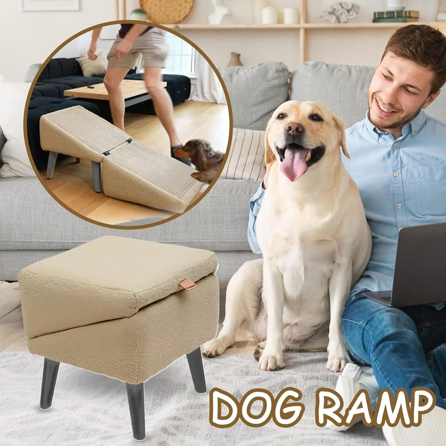 Dog Ramp for Sofa - 2 in 1 Dog Steps for Bed Sofa, Multifunctional Folding Pet Ramps Chair for Small Dogs image number 6