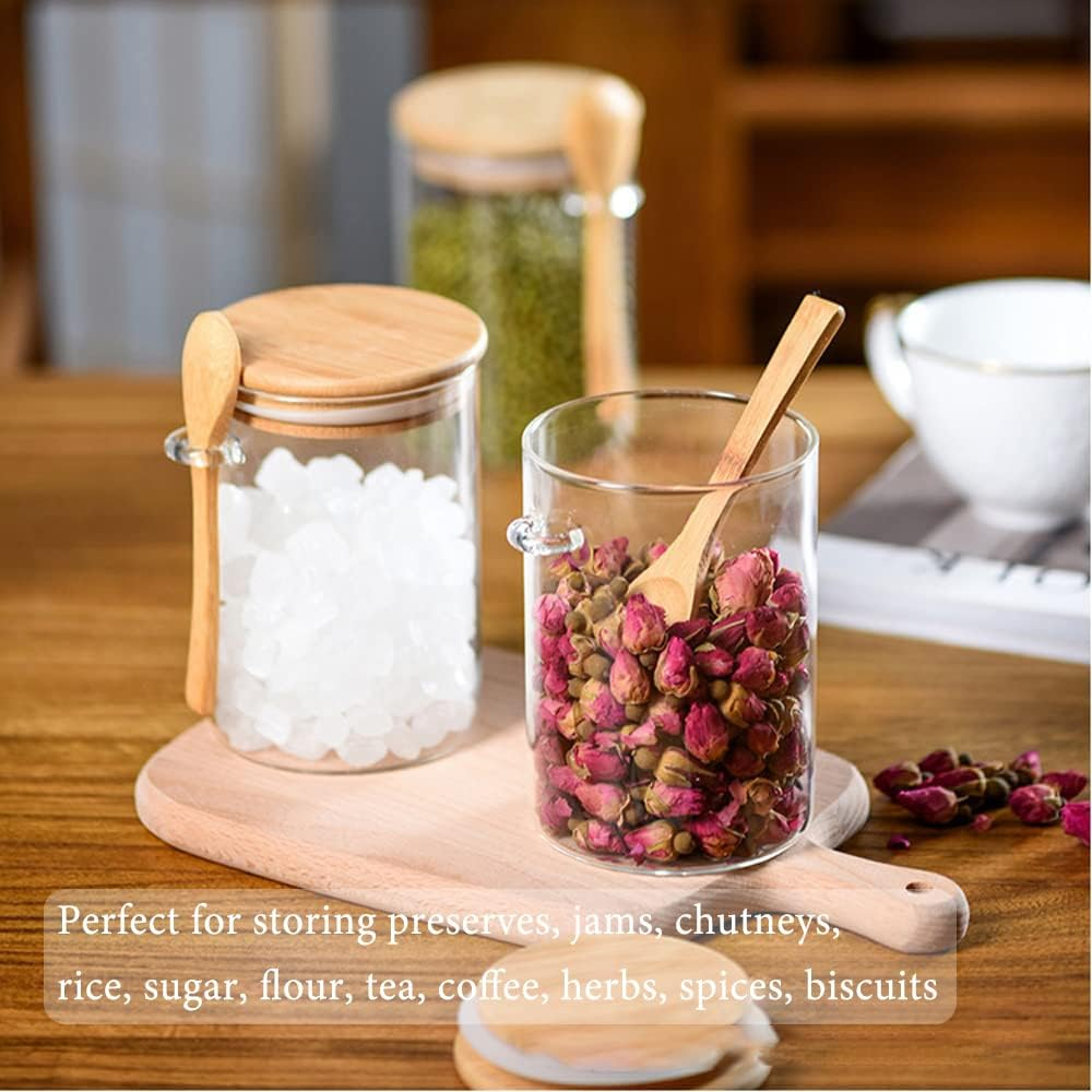 Glass Jars with Airtight Lid and Spoon, Glass Food Storage Jars Containers, Overnight Oats Containers with Lids, Decorative Kitchen Jars for Coffee/Tea/Sugar/Spice, Bath Salt Containers 750ML 1PCS image number 3