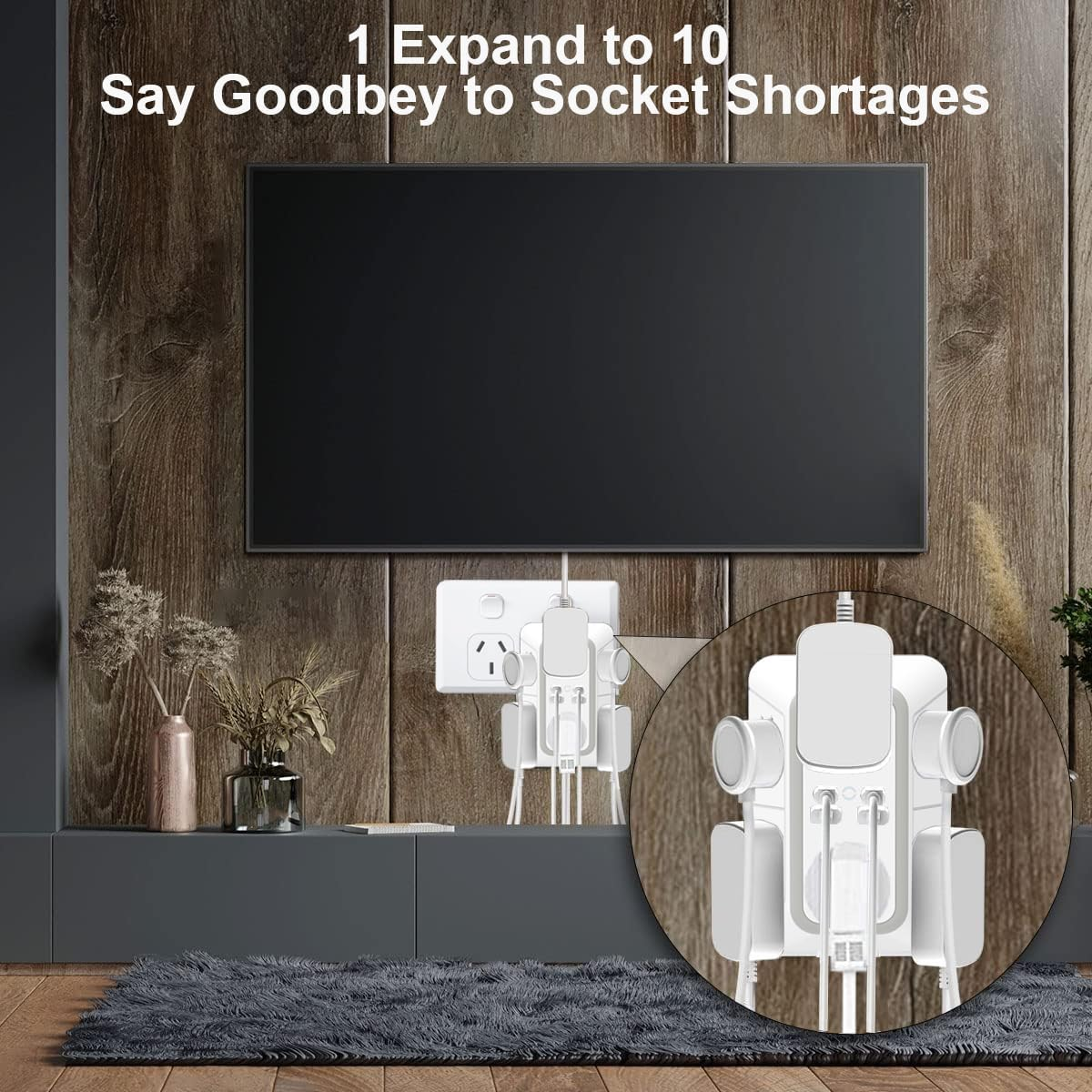 NEWSEE 6 AC Outlet Extender 2400W/10A Power Strip with 4 Fast Charging Ports (PD20W USB-C X2 + 15W USB-A X2) Surge Protector, Multi AU Plug Spaced Outlets Wall Adapter for Home, Office, Travel image number 6