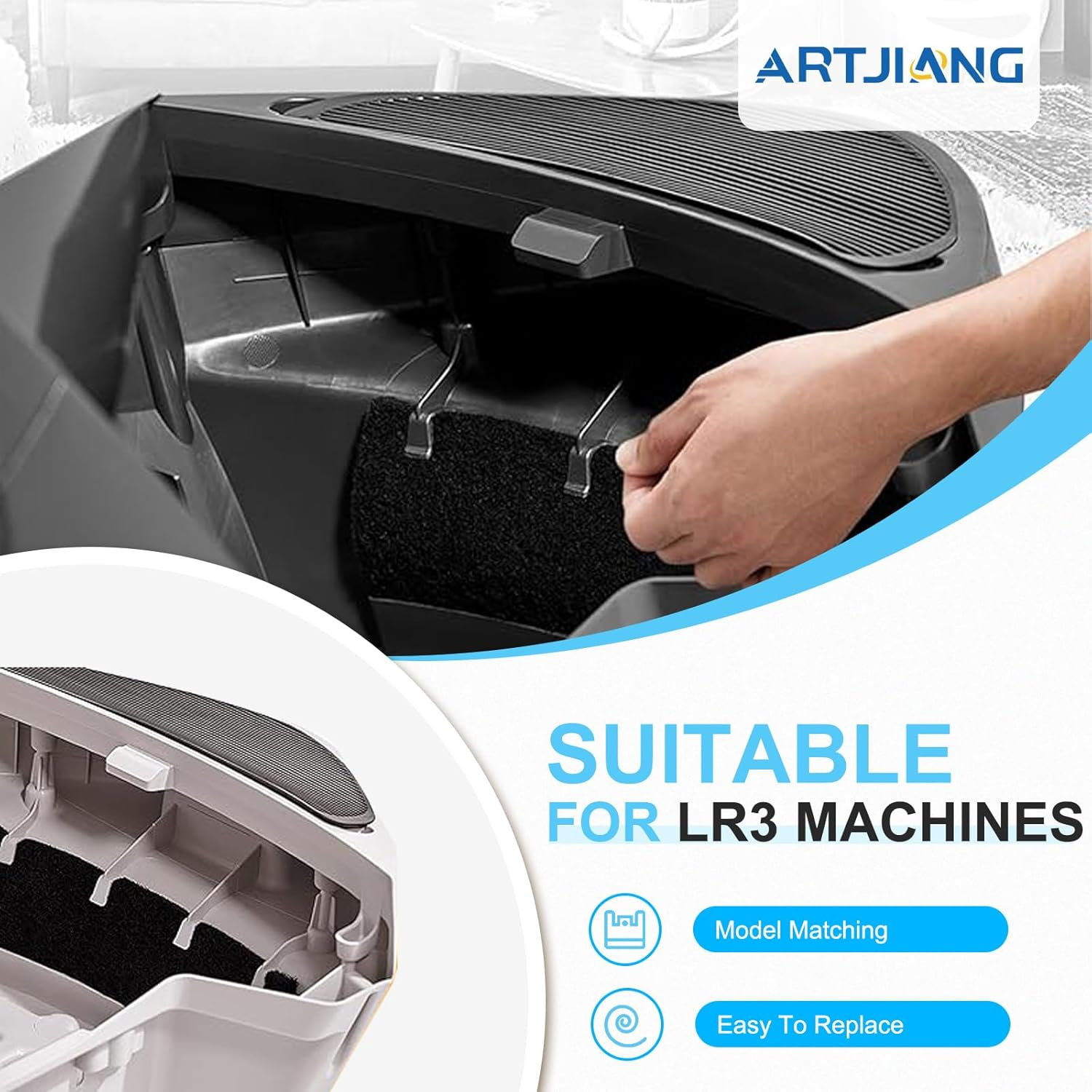 ARTJIANG 6Pack Carbon Filters for Automatic Litter Box 3, 9"&times;3" Carbon Replacement Filter,Thickened Type Carbon Self Cleaning Cat Litter Box Filters, Activated Carbon Filter,Odor Filters image number 2