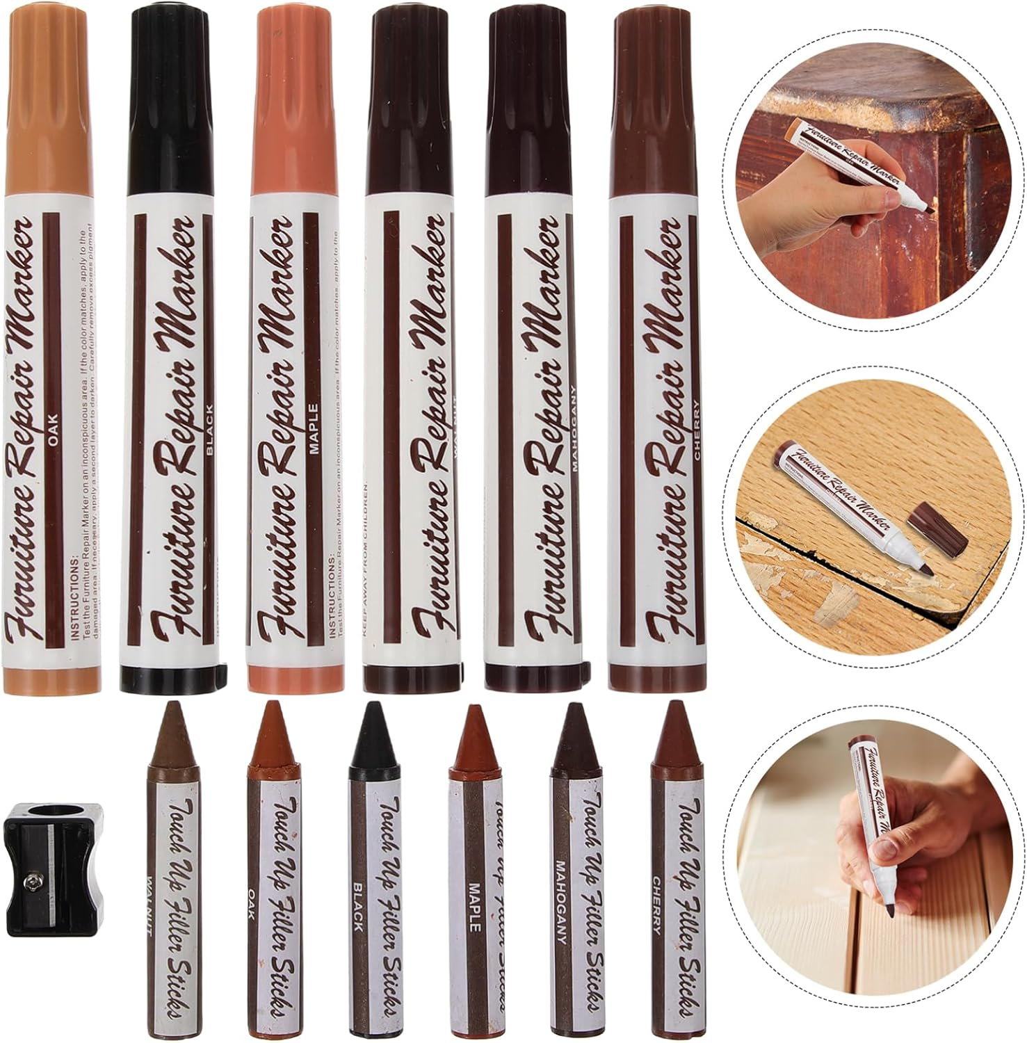 Wood Stain Repair Pen Furniture Touch-Up Markers Wood Repair Kit Scratch Markers for Furniture Supplies for Home image number 3