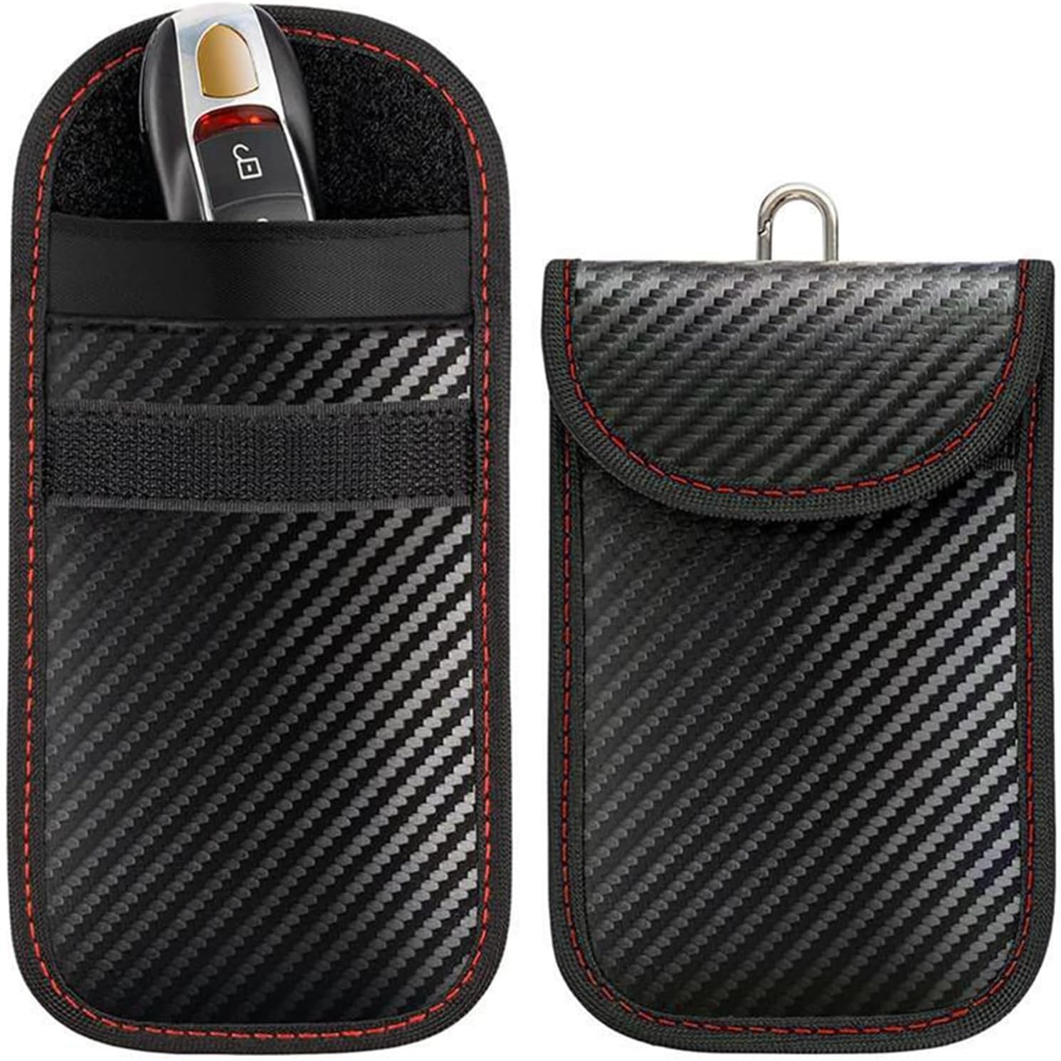 RFID Signal Blocking Faraday Pouch for Car Keys, 2 Pack with Hook Keyring, Waterproof Key Fob Protector, Anti-Theft Signal Blocker, Portable, Signal Blocking image number 4