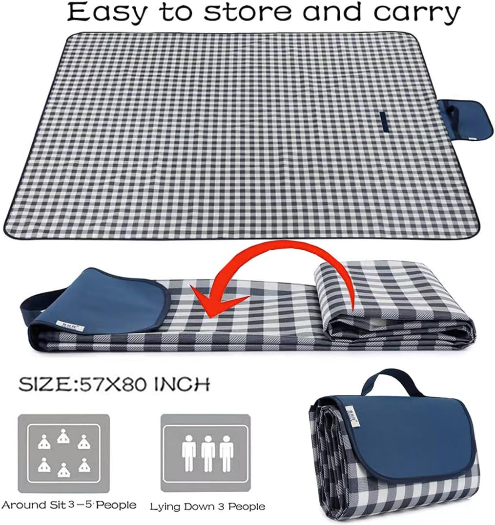 K Y KANGYUN Beach Blanket Outdoor Picnic Blanket Mat 80"X60" Extra Large Waterproof Sand Proof Camping Blanket Lightweight Folding Portable Travel Blanket for Family Park Beach image number 3