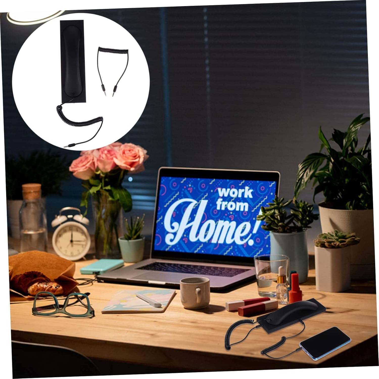 HONMEET Retro Phone Handset Cellphone Receiver for Computer Mobile Phone Wired Voice Headset with Mic Over-Ear Design for Office Communication Compatible with Laptop Tablet image number 6