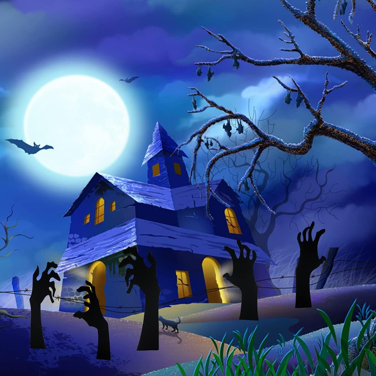Anditoy 5 Pack Black Hands Yard Signs with Stakes - Scary Silhouette Halloween Decorations for Outdoor Lawn Garden Decor image number 3