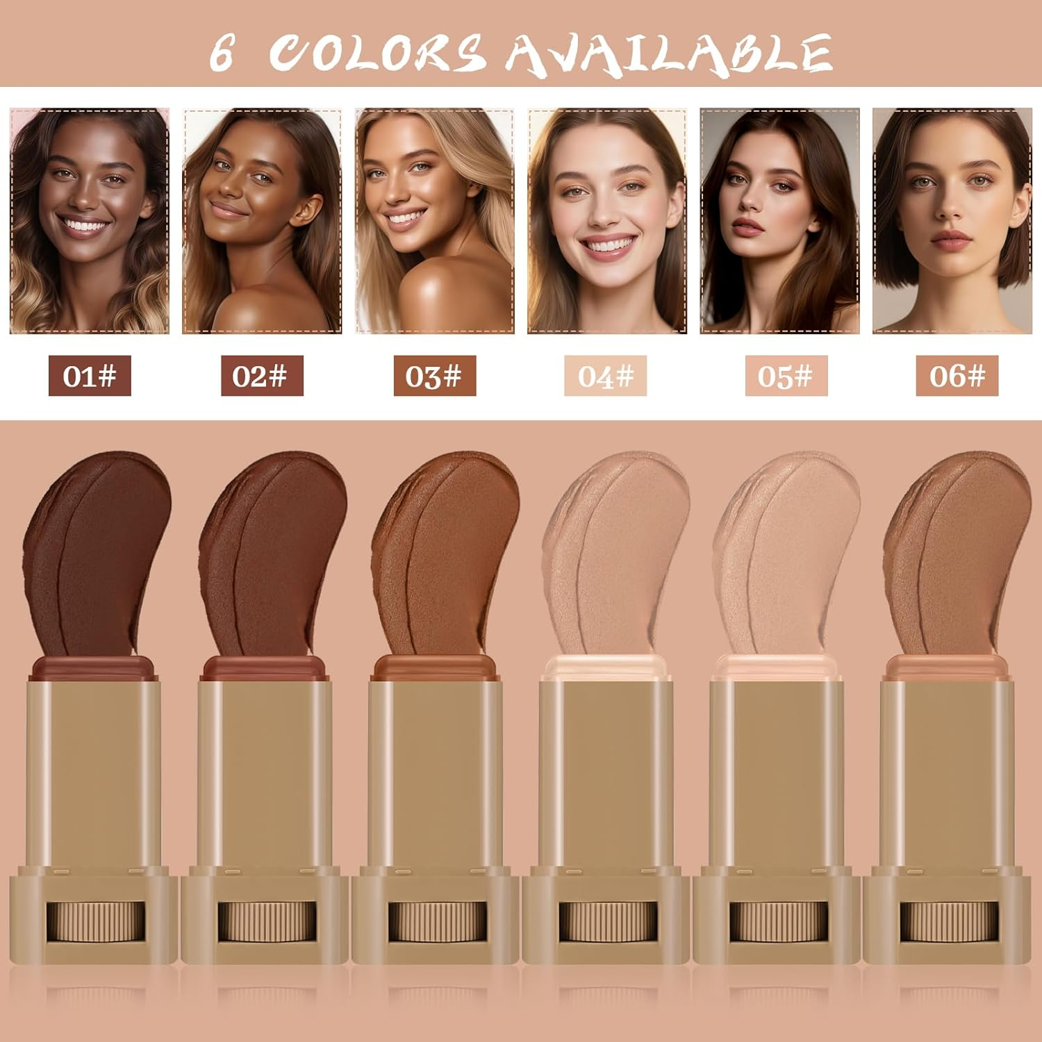 YBUETE Beauty Balm Serum Boosted Skin Tint,Foundation Stick Beauty Balm Serum Boosted Skin Tint Solid，Radiant and Dewy Finish,Solid Face Tinted Foundation for Women Natural Finish Makeup #6