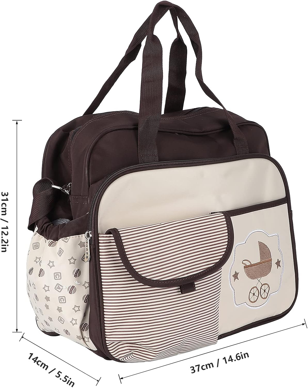 Maternity Nappy Bag, Large Tote Bag Milk Bottle Diaper Bag Travel Bag Overnight Bag for Airplanes for Hospital for Travel image number 3