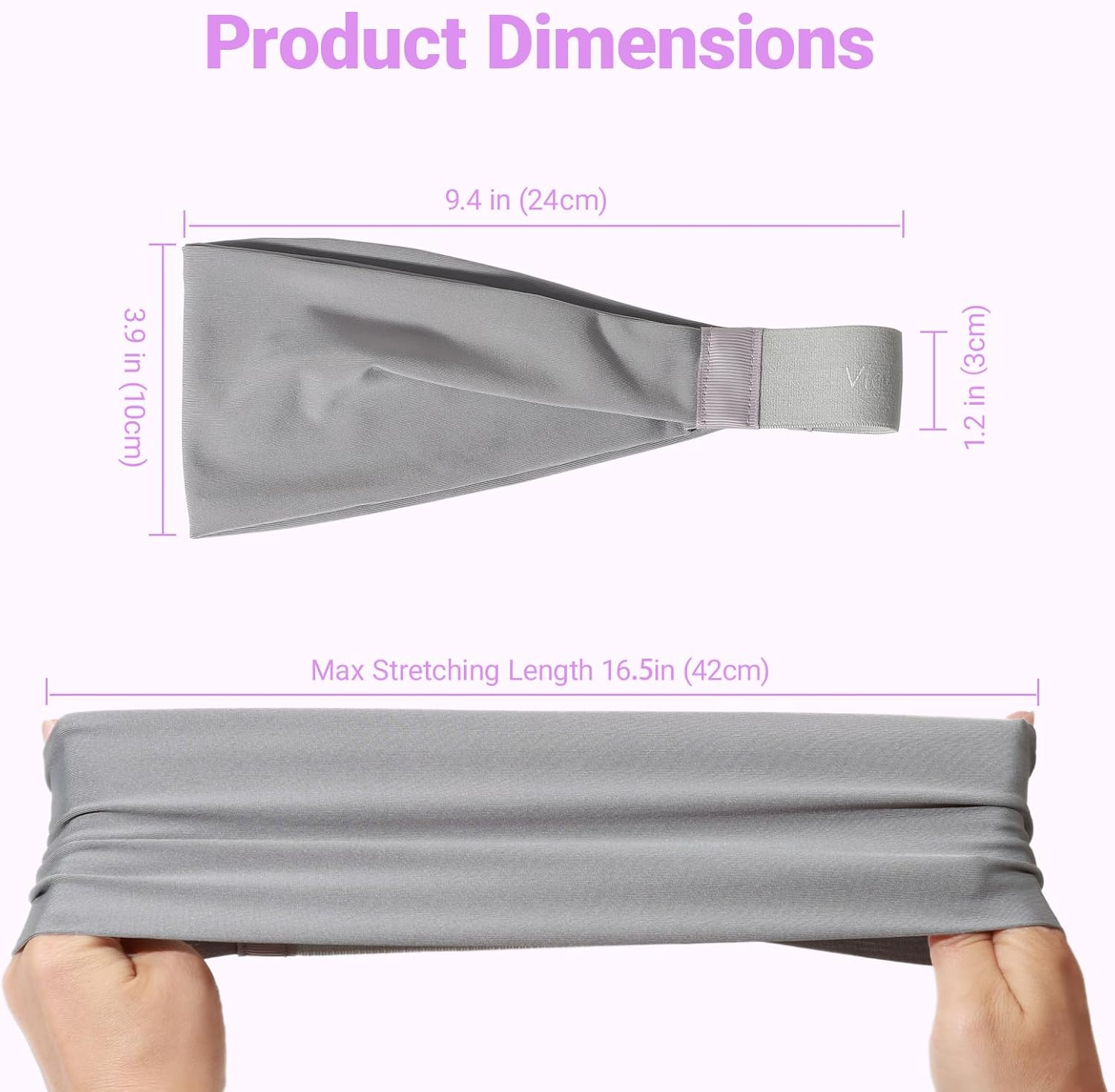 Sweat Absorb Headband for Men & Women, Athletic Headband for Running Yoga Workout, Wide Fashion Headband for Daily, 4" Width, Soft & Strechy, Non Slip Silione, 3 Colors in Pack image number 4