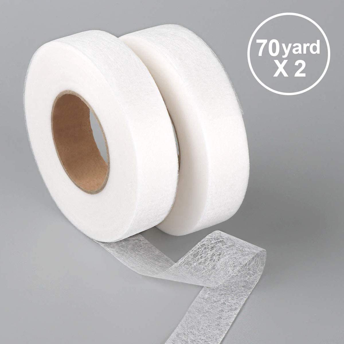 2 Pack 140 Yards Wonder Web Iron on Hem Tape No Sewing Adhesive Fabric Fusing Hemming Tape Roll 15 & 20 Mm for Clothes with Free Soft Tape Measure image number 5