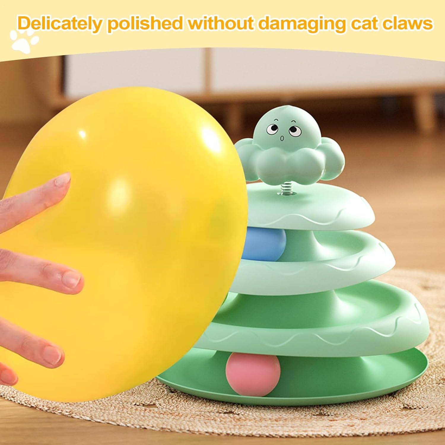 Cat Ball Track Toy | Three Layer Cat Ball Toy - Exercise Scratcher Anti-Slip Moving Puzzle Games for Small Space Indoor Hunting Treat Enrichment Boredom Birthday