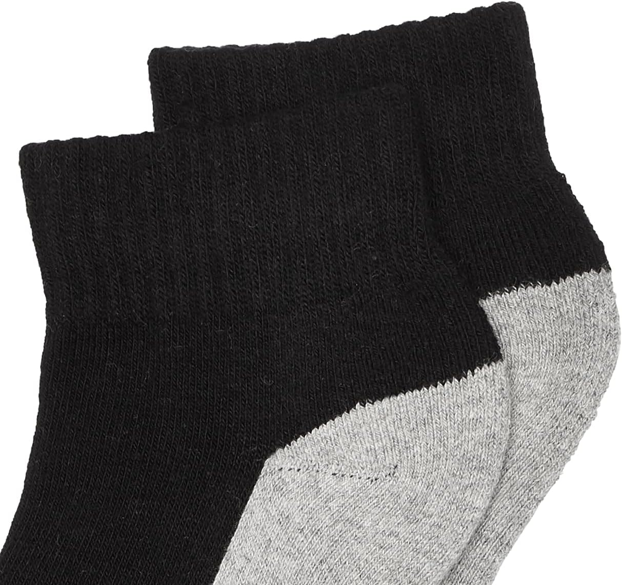 Jefferies Socks Little Boys' Seamless Sport Quarter Half Cushion Socks (Pack of 6), Black/Grey