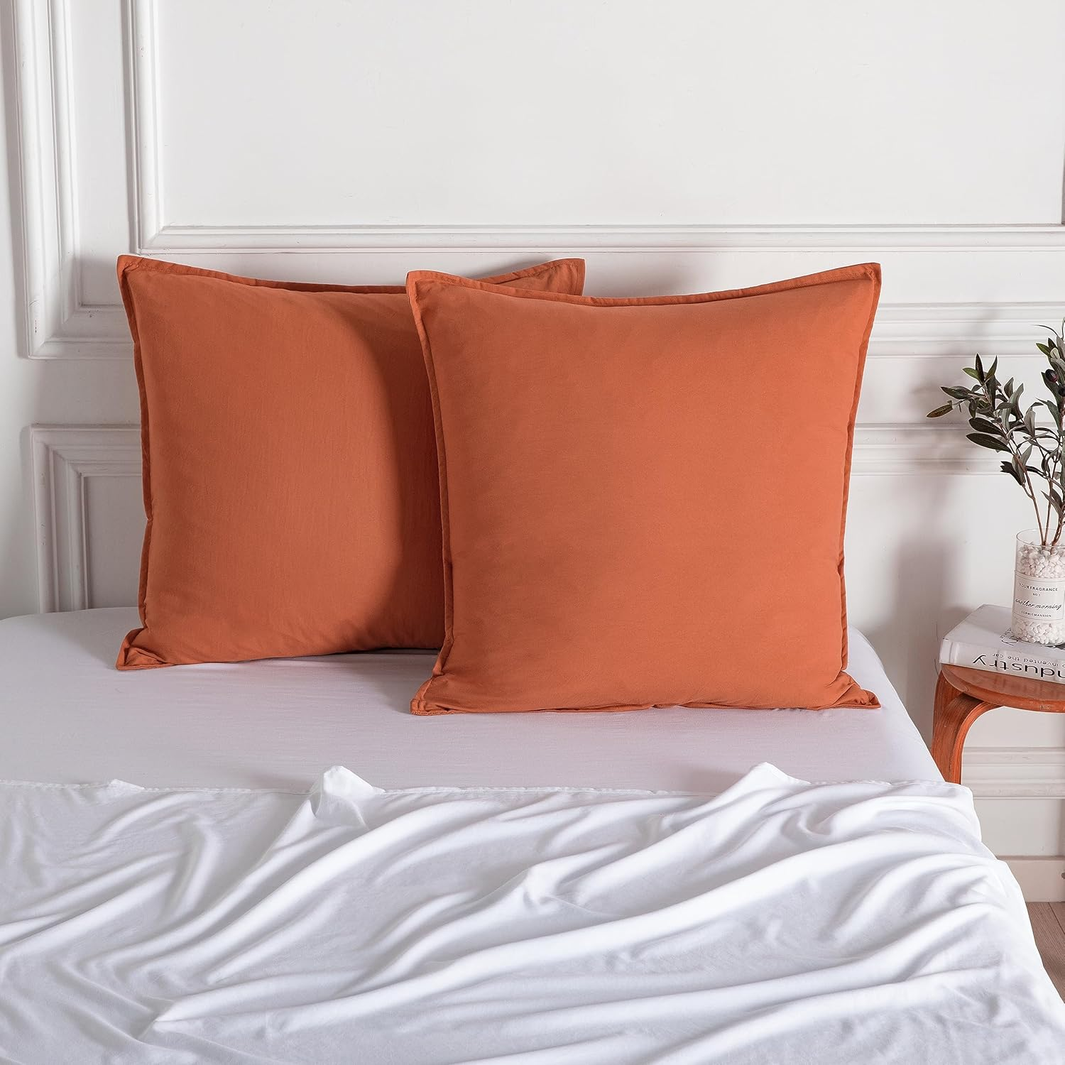 Twin Pack Vintage Washed Microfibre European Pillowcase (Terracotta, 65Cm X 65Cm) - Butter image number 5