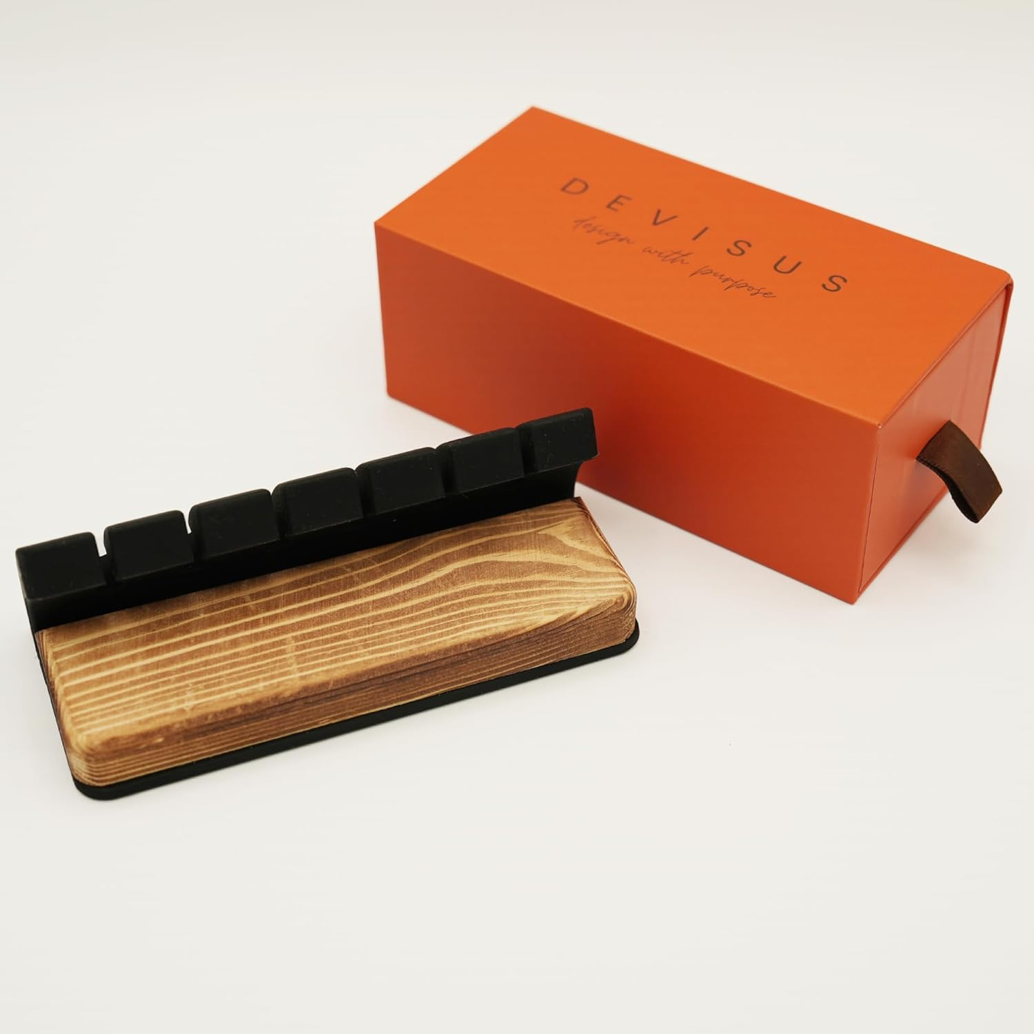 Home Office Accessories Cable Organiser - Office Desk Organiser for Cable Management - Wood and Silicone Refined Look, 6-Slots for Devices Charging Cable, Adhesive Free, Portable image number 3