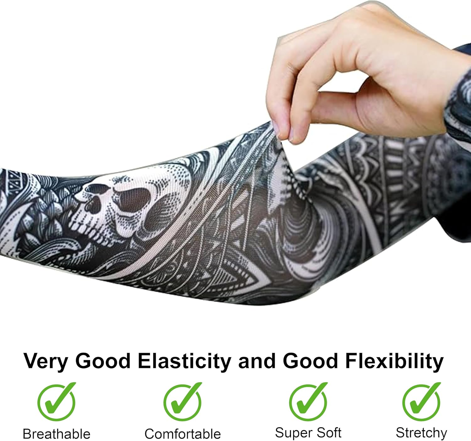 Tatodays Tattoos Sleeves for Kids Womens Small Adults Boys and Girls | 3 PCS Fake Tattoos for Rockstar Viking Pirate Hawaiian Samoan Tribal Gothic Fancy Dress | Womens Kids | Halloween Party image number 1