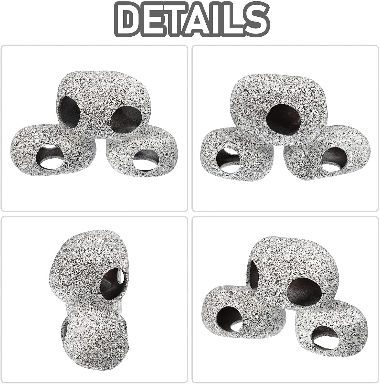 Aquarium Hideaway Rock Cave, Decor Fighting Fish House, Reptile Hide Cave Tank Decoration Accessories for Shrimp to Breed/Hide/Play (Three Layers) image number 3