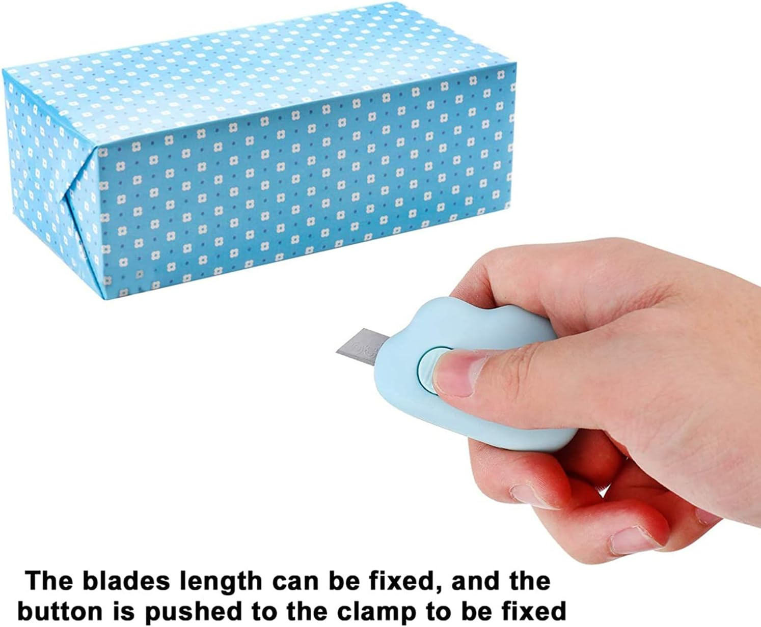 1Cm Mini Pocket Box Cutter Retractable Blade Utility Knife Letter Opener Box Cutter Carton Opener for Keychain Decoration Gift Kids (White) image number 6