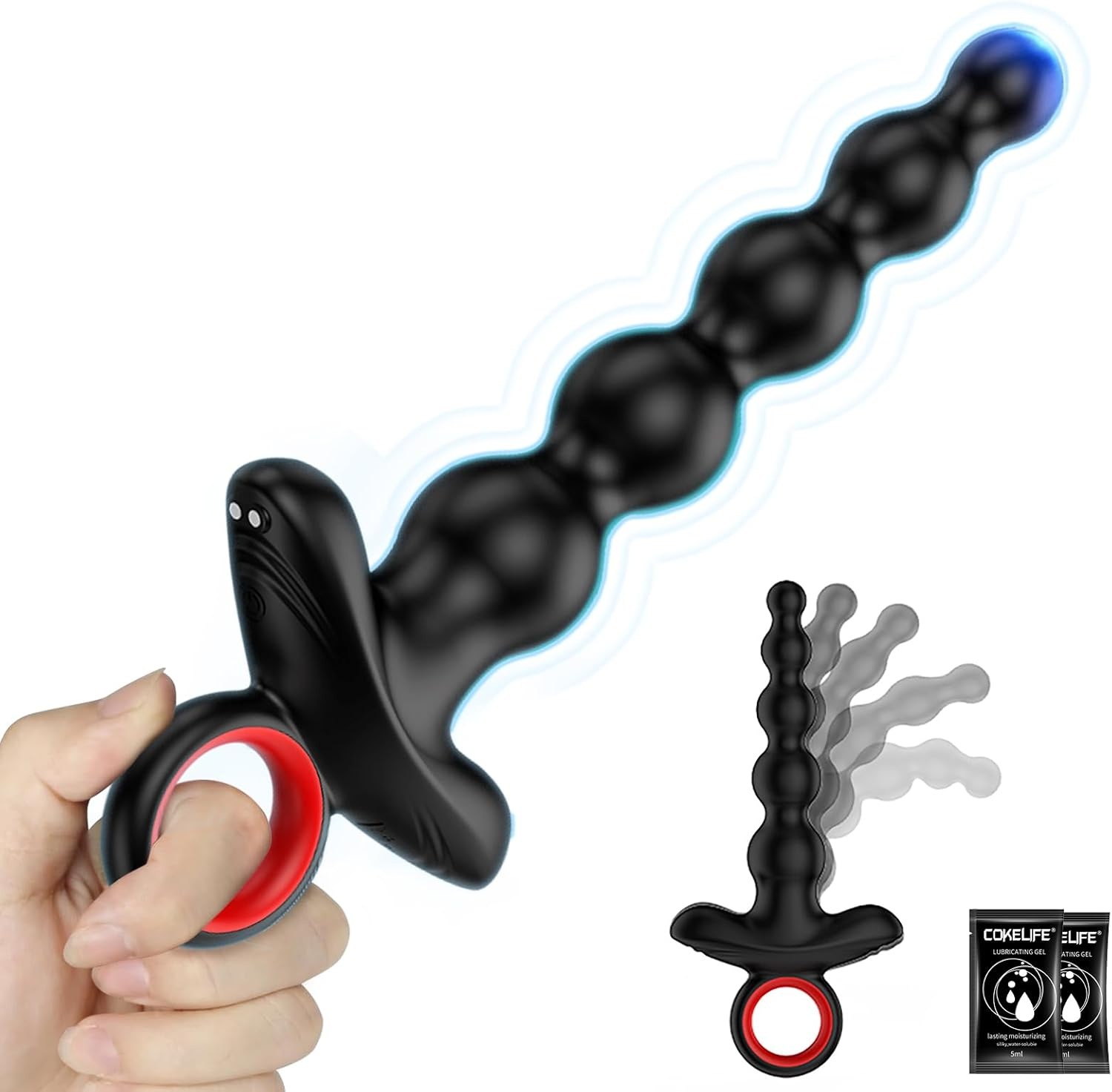 ZEZELIFE Anal Vibrator with Anal Beads, 9 Vibration Modes Flexible Silicone Anal Balls for Prostate Stimulation for Men, Waterproof Anal Plug with Vibration USB Rechargeable for Nipple G-Spot Clitoral Vibrator for Women Couples in Shower and Bath, Prostate Massager for Men image number 3