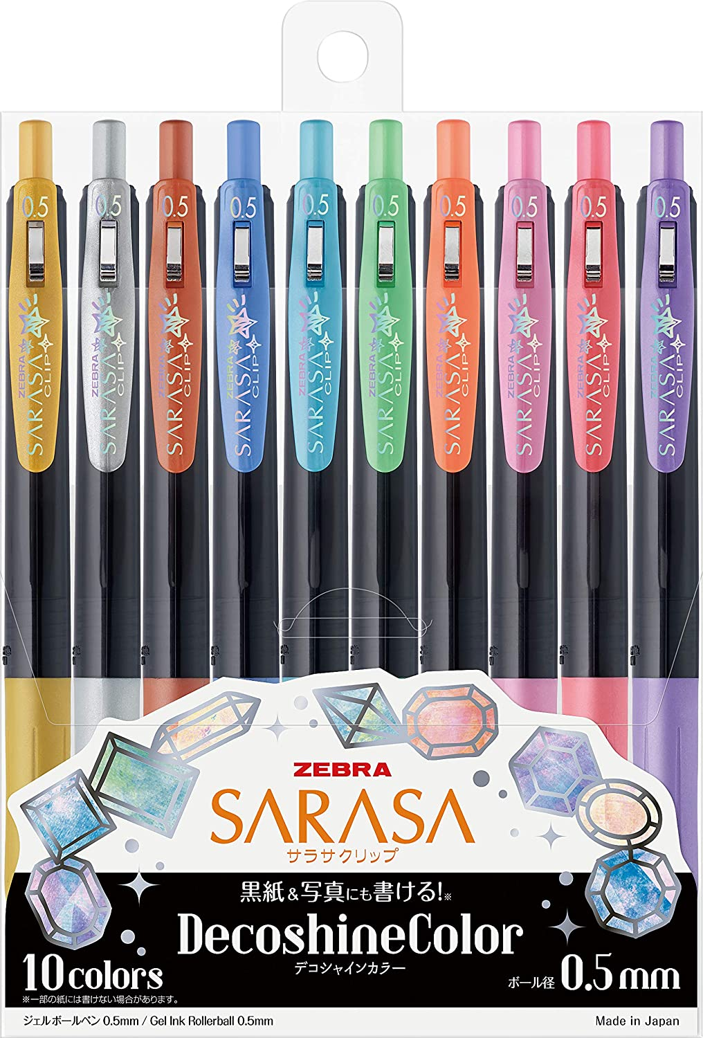 Zebra Gel Ballpoint Pen Sarasa Clip 0.5Mm Deco Shine Color, 10 Colors Set(Jj15-10C-Sh) image number 4