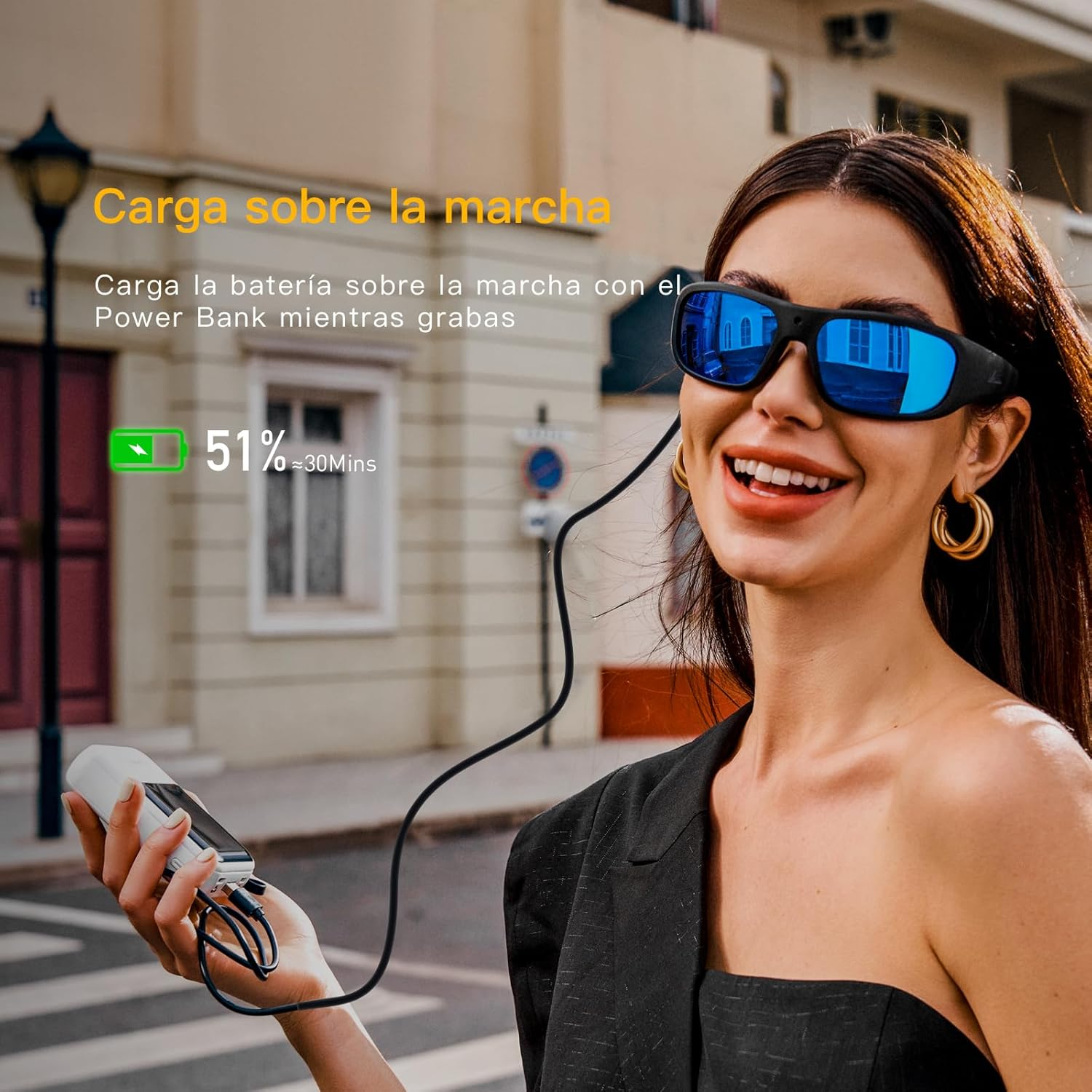 Oho 32GB Camera Glasses,24M Resolution H.265 1080P Smart Glasses with UV400 Sunglasses Lens for Outdoor Sport,Unisex - Black Frame-Black Lens-128Gb image number 6