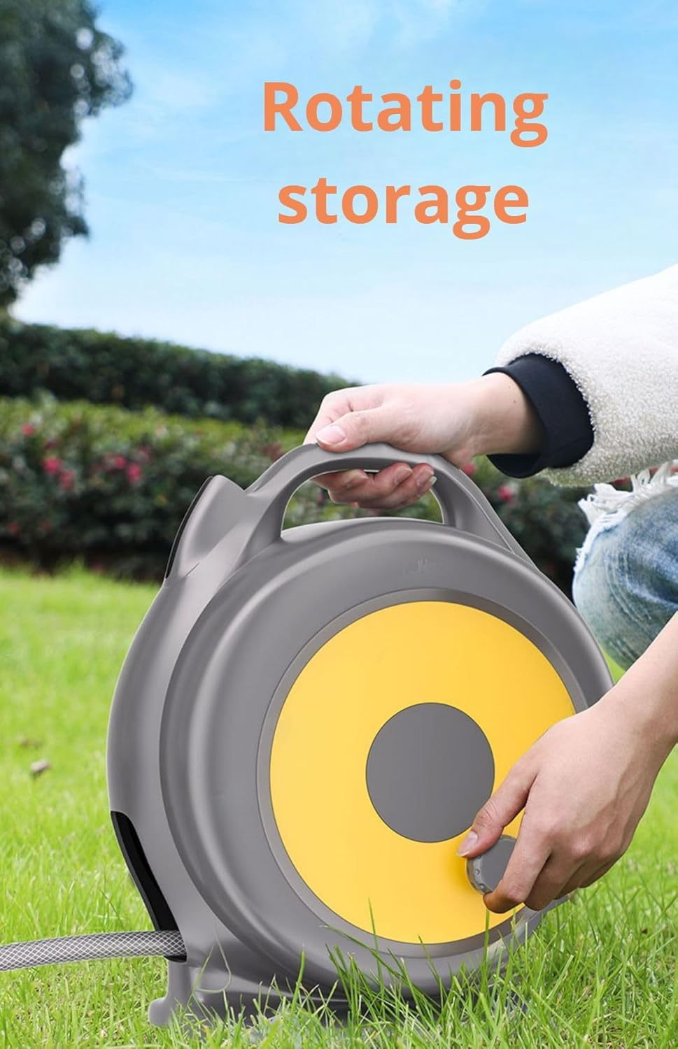 Retractable Garden Hose Reel, 22M Garden Pressure Washer Hoses Reel Cart with 10-Pattern Spray Nozzle, with Hose Guide, Multifunctional for Car Washing, Vegetable Watering Outdoor Cleaning (22M) image number 4