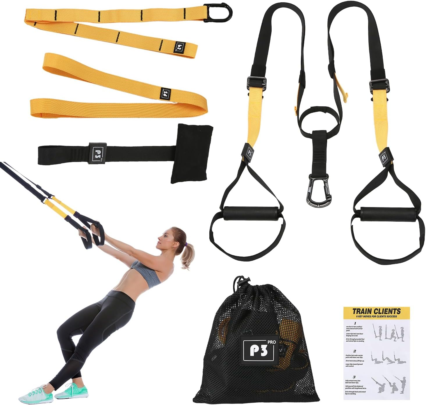 Boutsady Suspension Trainer Kit - Adjustable 1-4M Fitness Bands with Door Anchor, Yoga Resistance Straps, Pull Rope for Home Gym & Outdoor Full-Body Workout, Includes Foot Loops, Handles, Mesh Bag