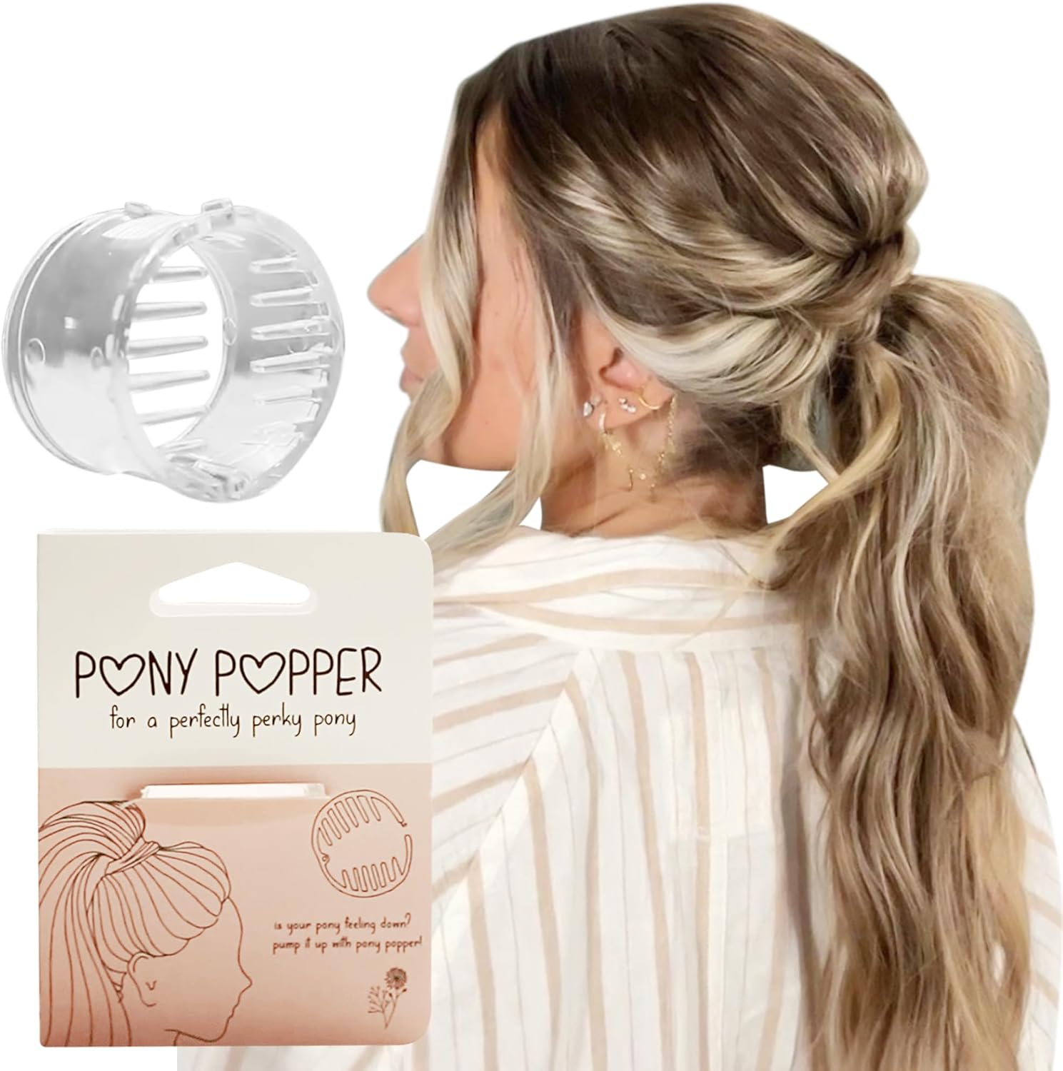 Pony Popper Hair Clip - Ultimate Solution for Full, Voluminous, and Natural Ponytails with Minimal Effort - Versatile Hair Clip for All Hair Types (Clear) image number 6